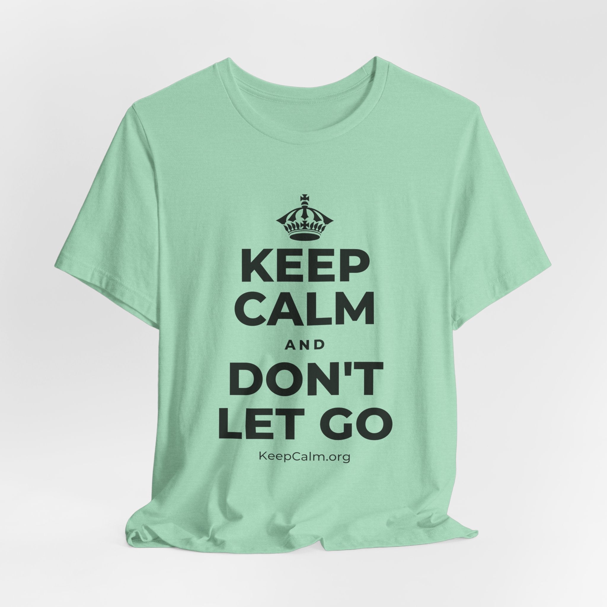 KEEP CALM AND DON'T LET GO T-Shirt (Baby Blue–Silver)