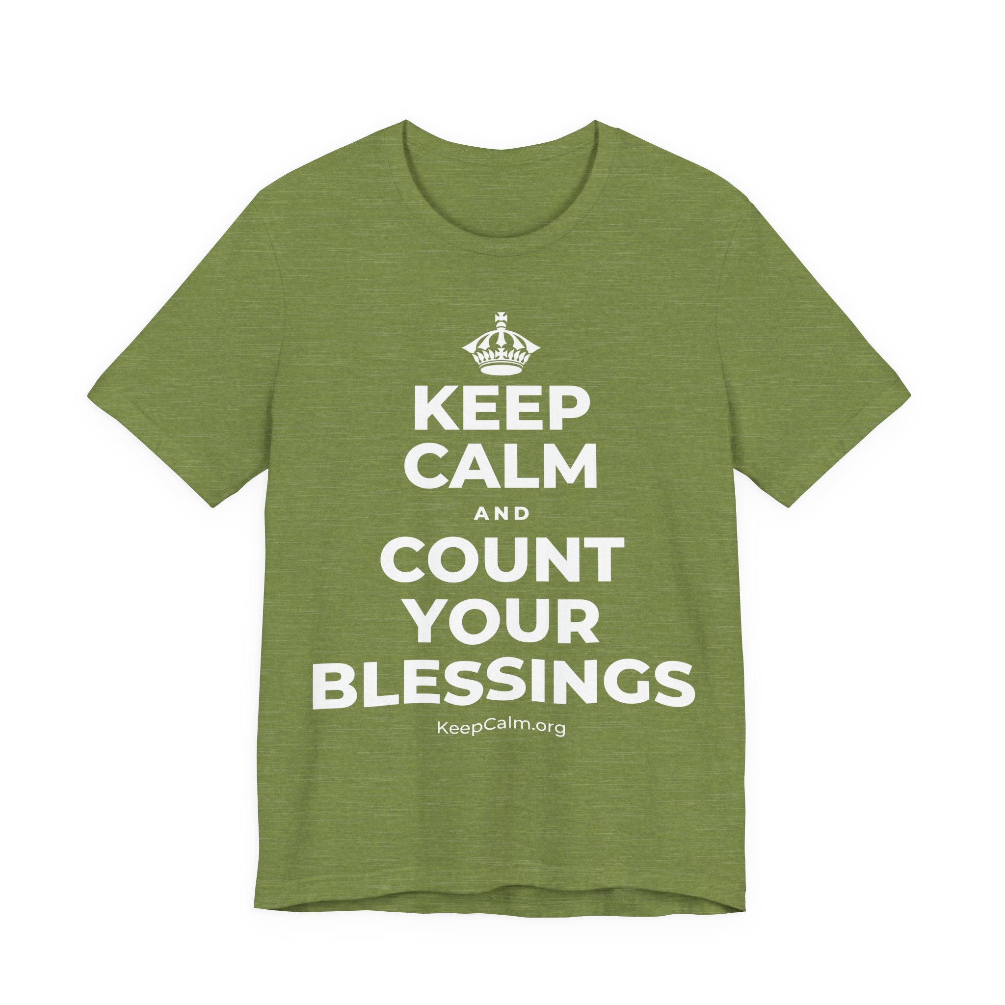KEEP CALM AND COUNT YOUR BLESSINGS T-Shirt (Baby Blue–Silver)