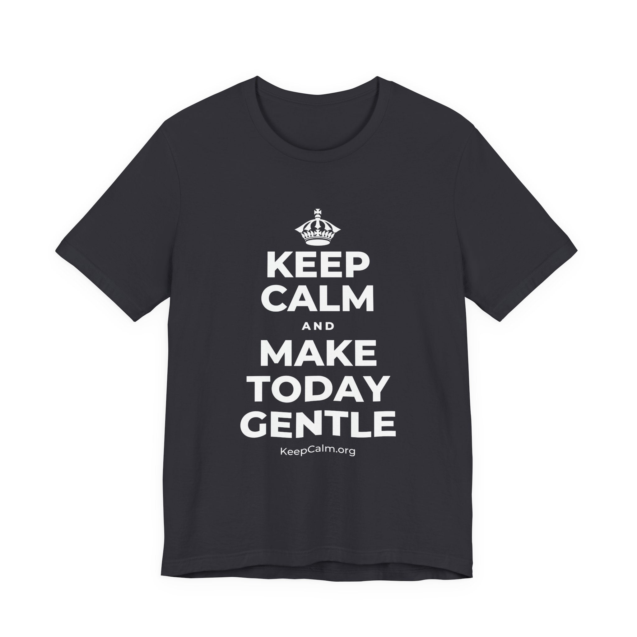 KEEP CALM AND MAKE TODAY GENTLE T-Shirt (Baby Blue–Silver)