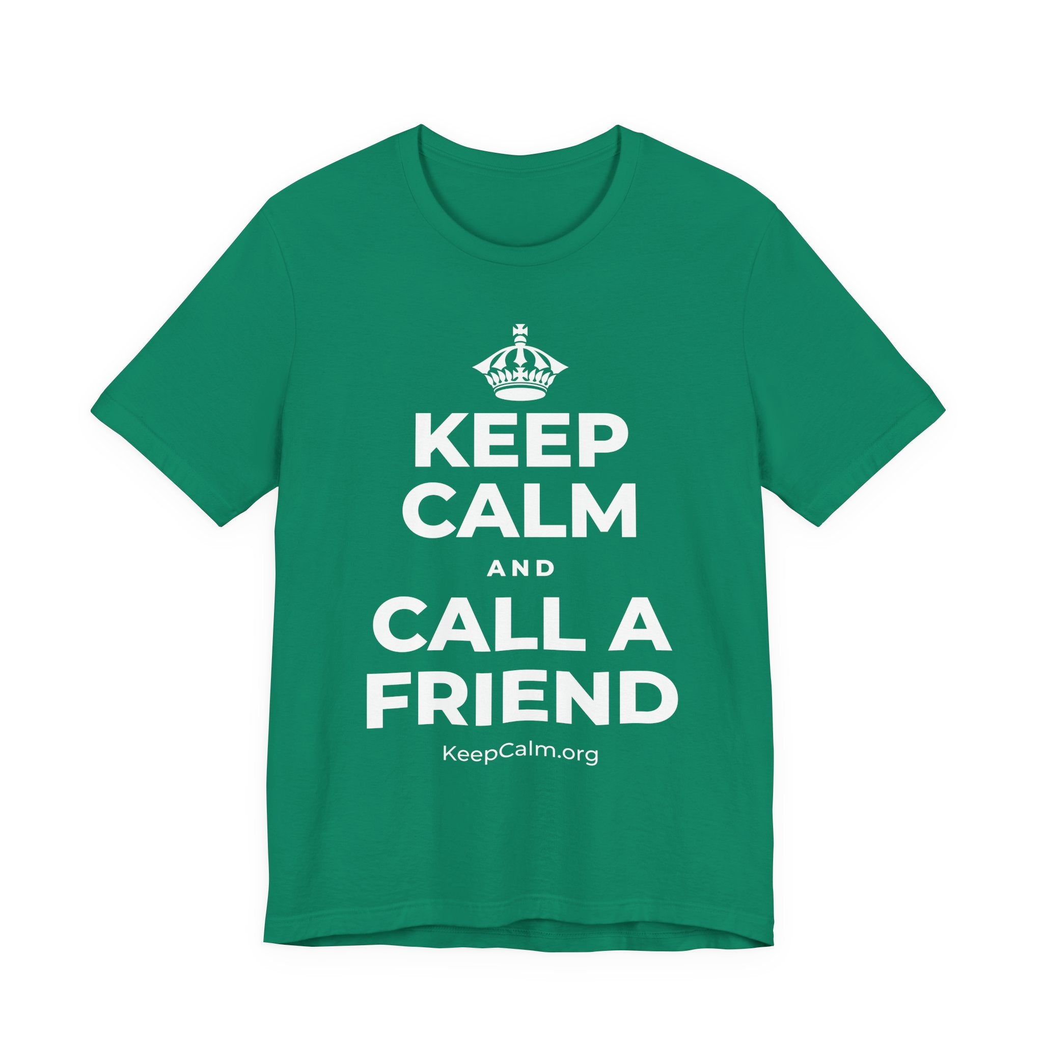 KEEP CALM AND CALL A FRIEND T-Shirt (White–Asphalt)