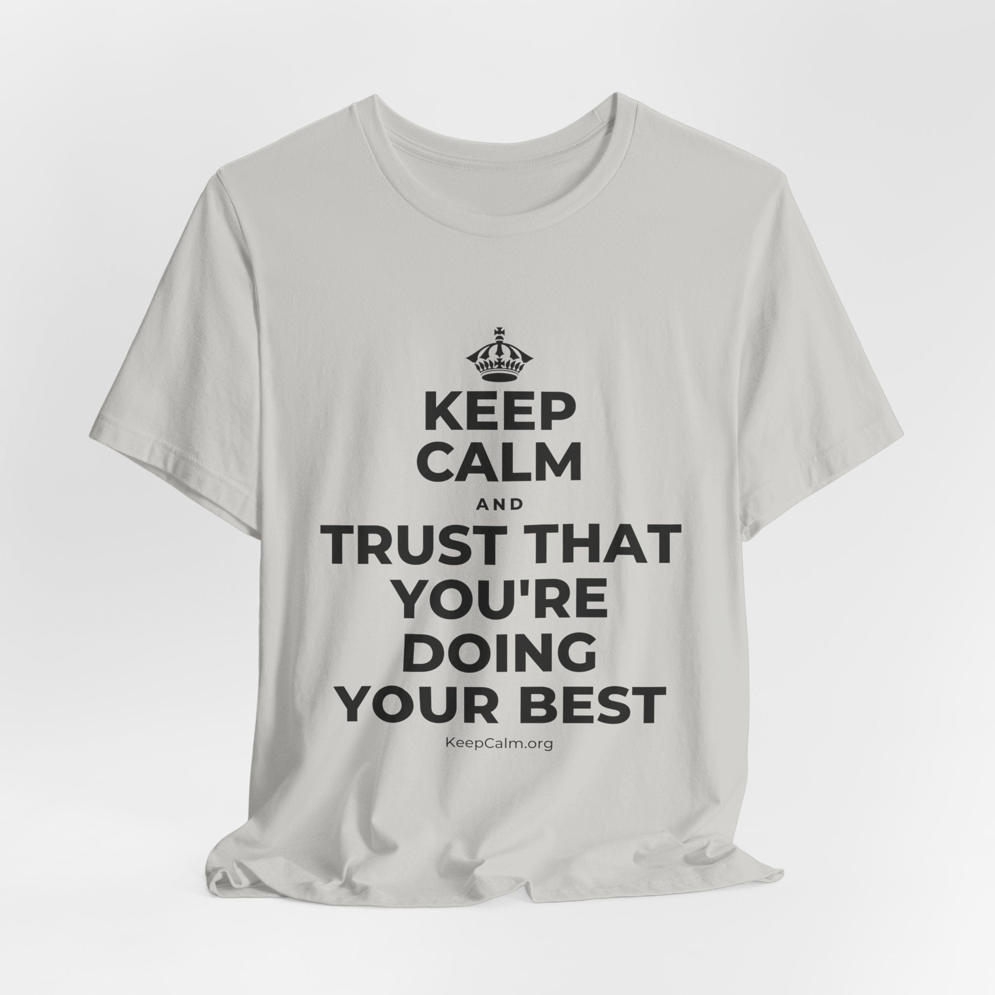 KEEP CALM AND TRUST THAT YOU'RE DOING YOUR BEST T-Shirt (Baby Blue–Silver)