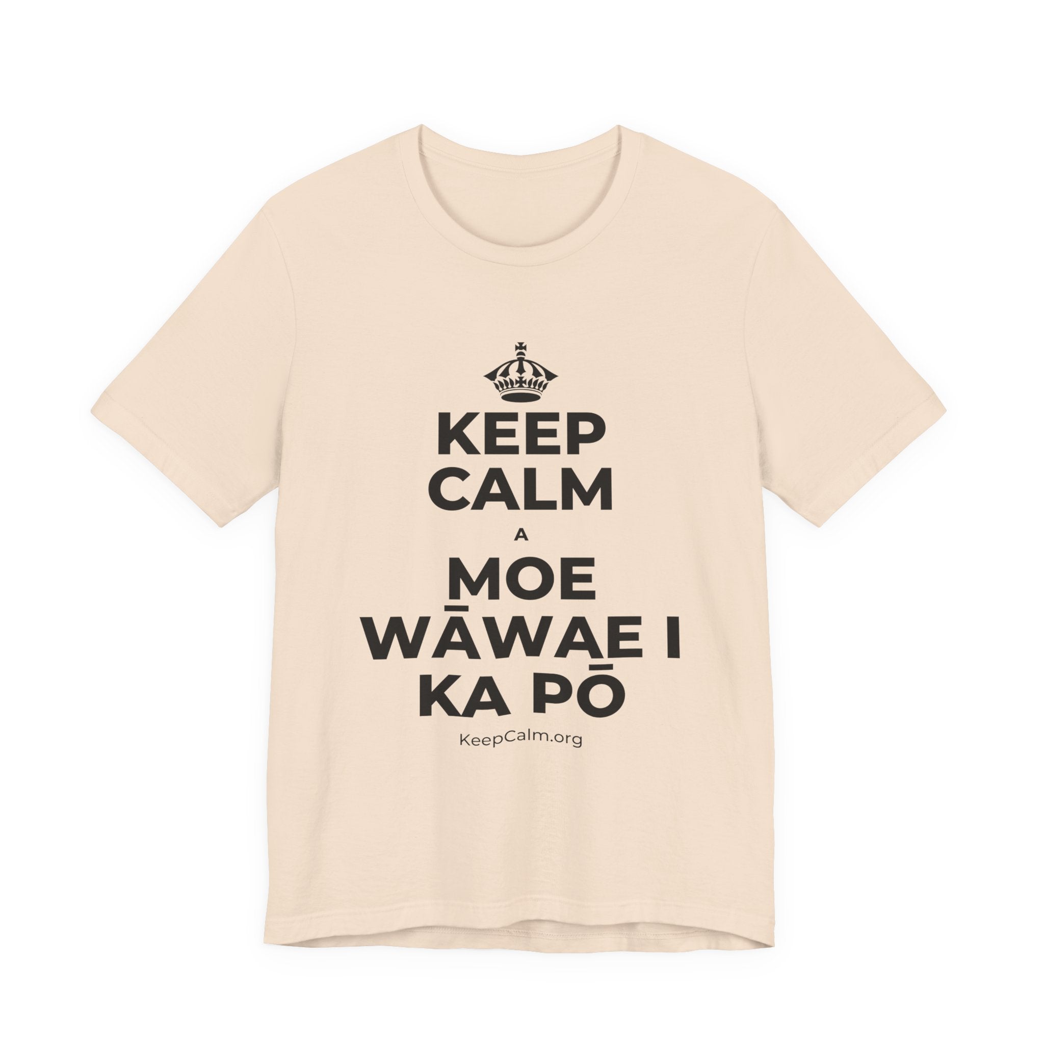 KEEP CALM A MOE WĀWAE I KA PŌ T-Shirt (Soft Cream–Heather Mauve)