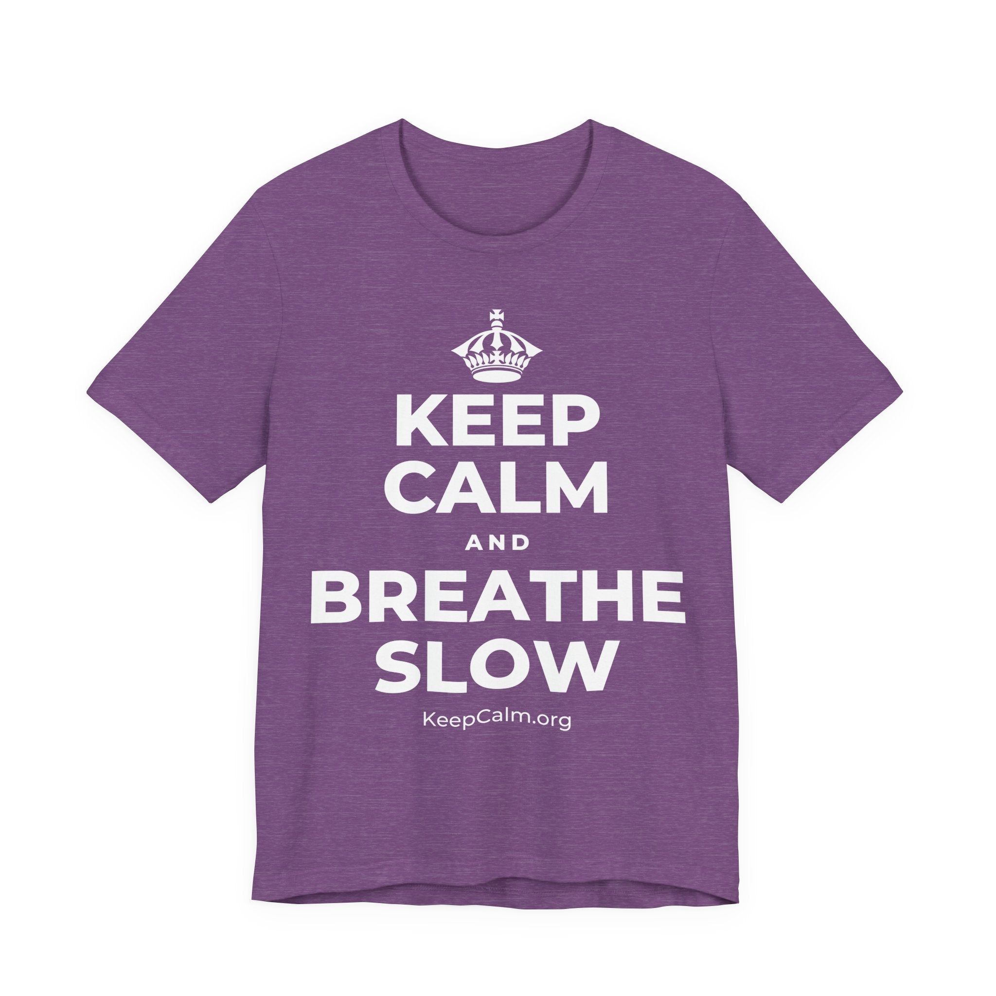 KEEP CALM AND BREATHE SLOW T-Shirt (Baby Blue–Silver)