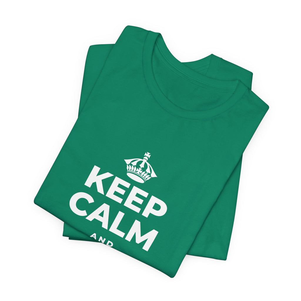 KEEP CALM AND TAKE THE LEAP T-Shirt (White–Asphalt)