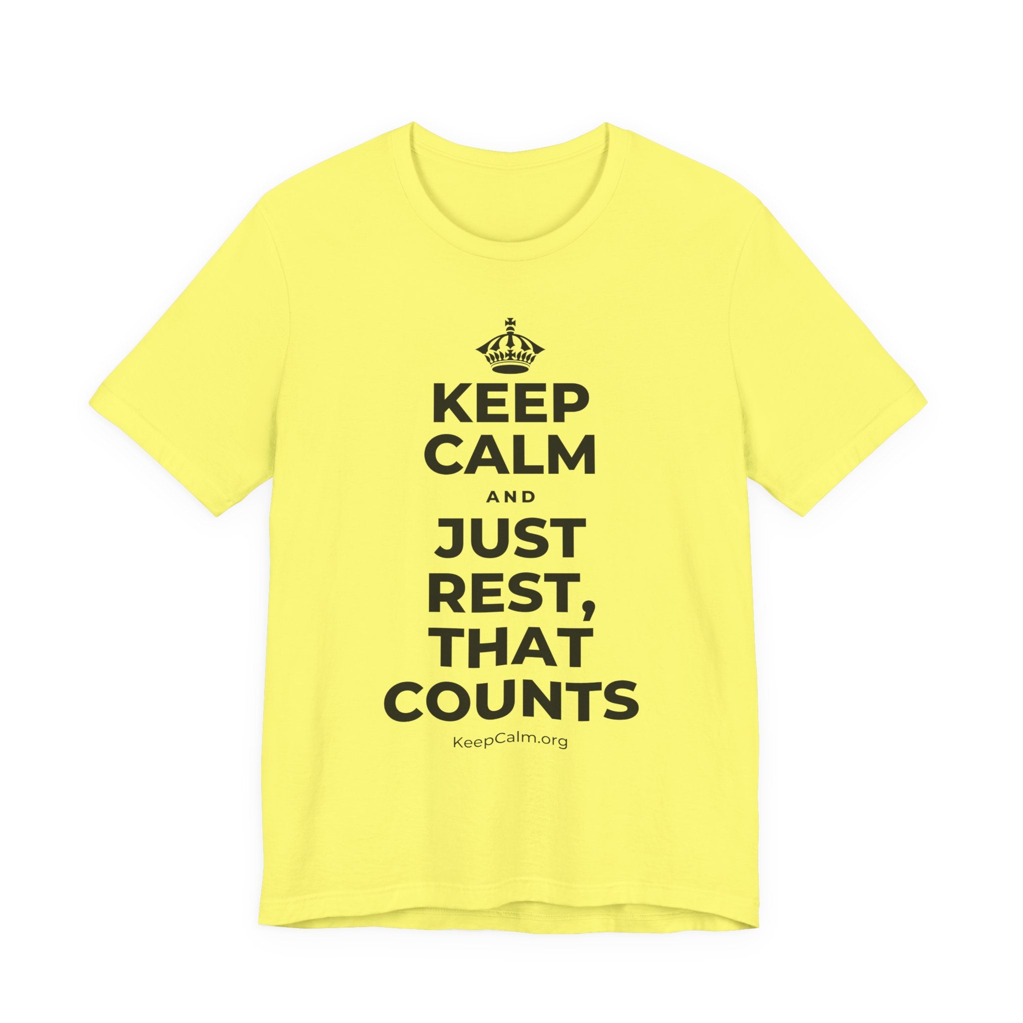 KEEP CALM AND JUST REST, THAT COUNTS T-Shirt (Soft Cream–Heather Mauve)
