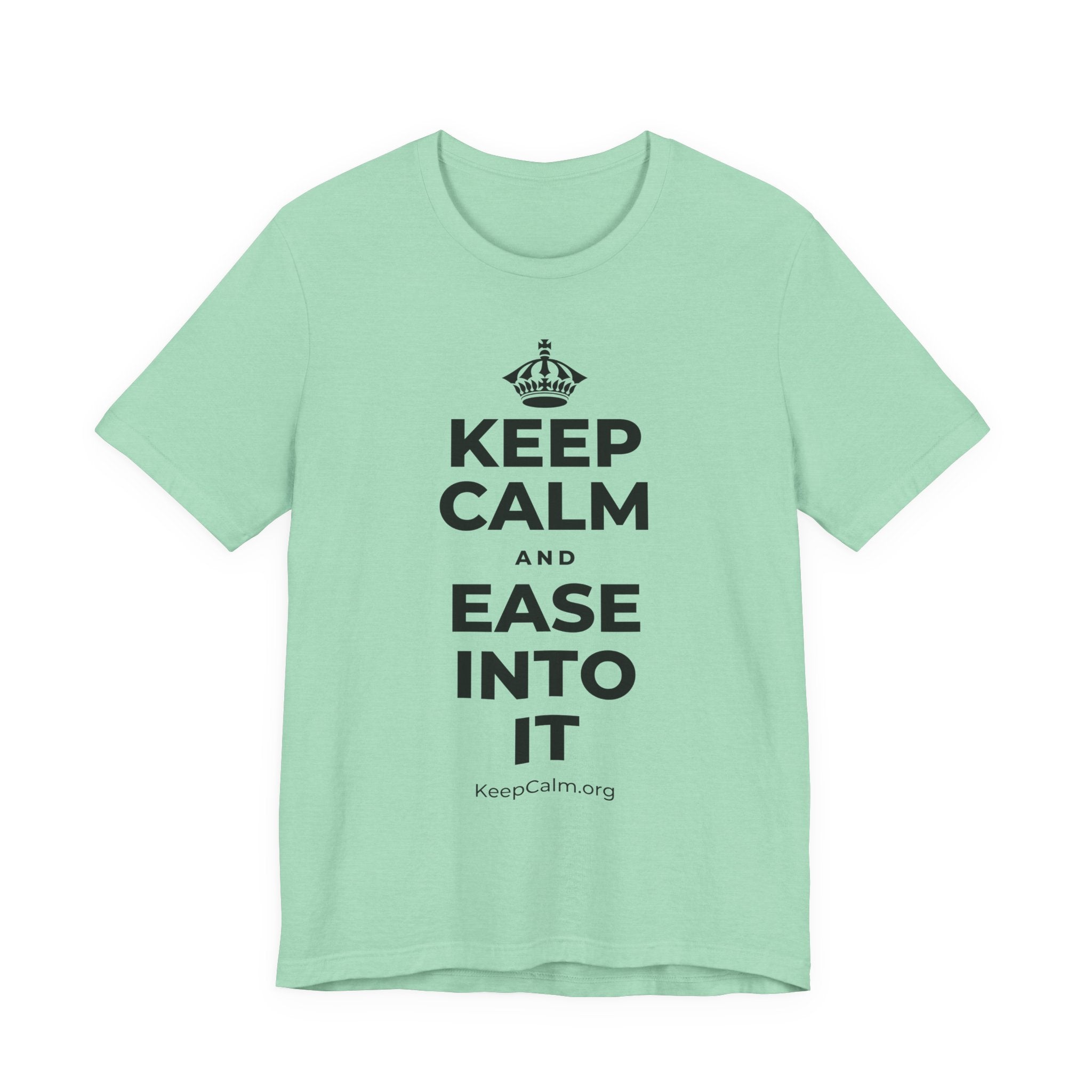 KEEP CALM AND EASE INTO IT T-Shirt (Baby Blue–Silver)
