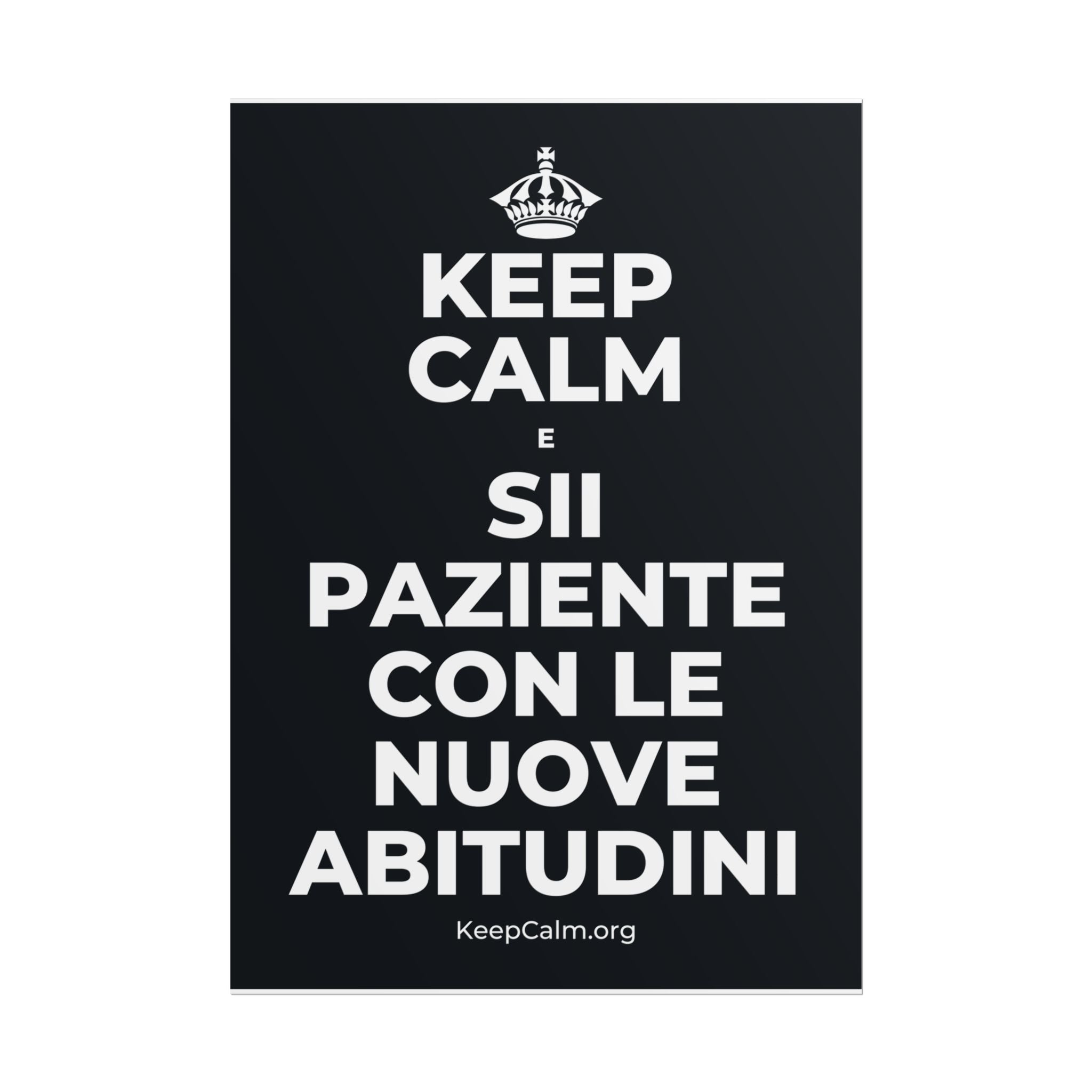 KEEP CALM E SII PAZIENTE CON LE NUOVE ABITUDINI Poster (Dark)