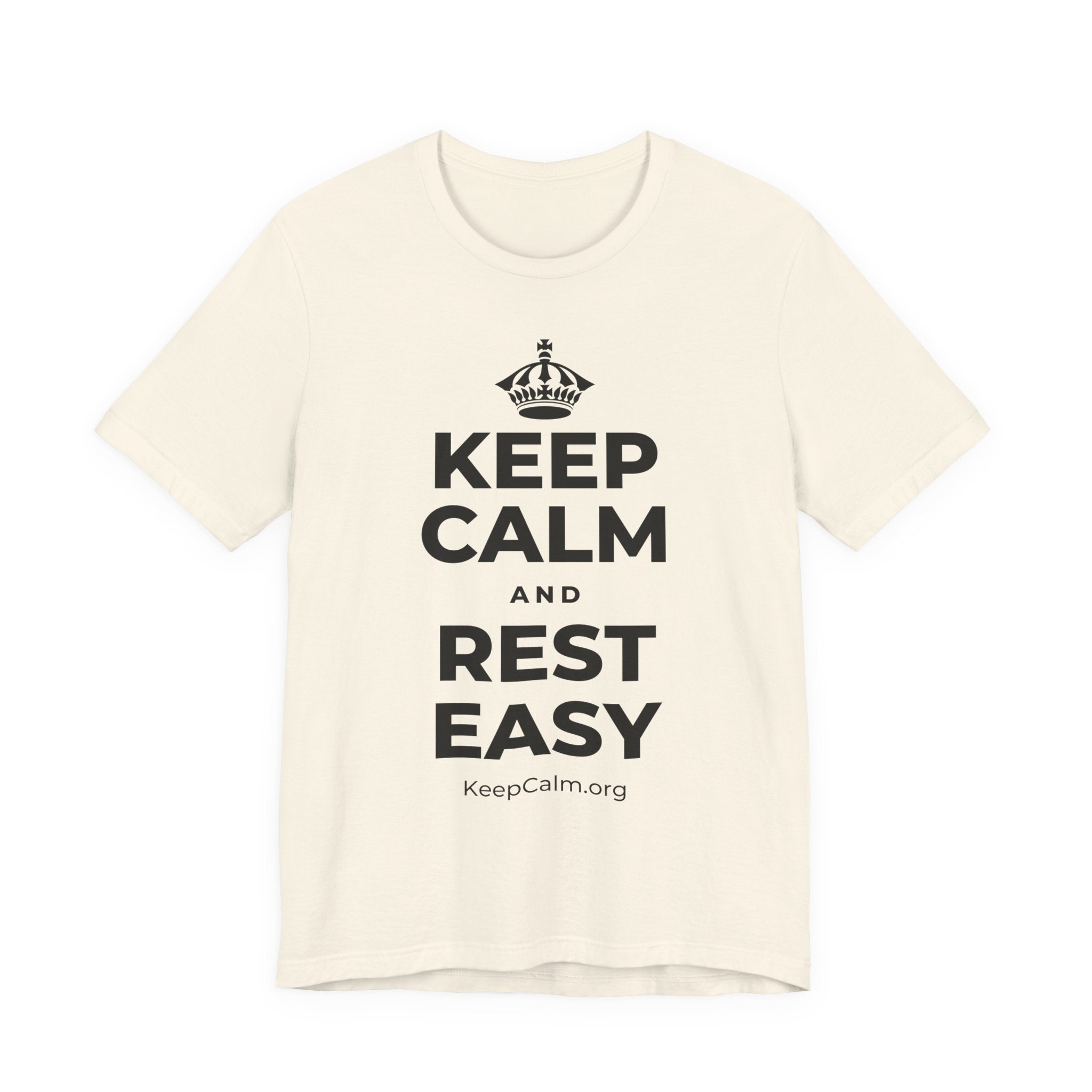 KEEP CALM AND REST EASY T-Shirt (White–Asphalt)
