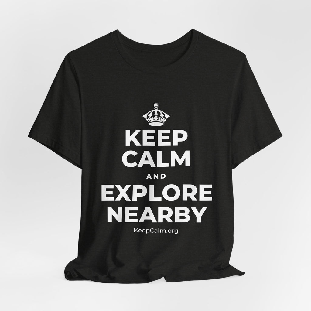 KEEP CALM AND EXPLORE NEARBY T-Shirt (Soft Cream–Heather Mauve)