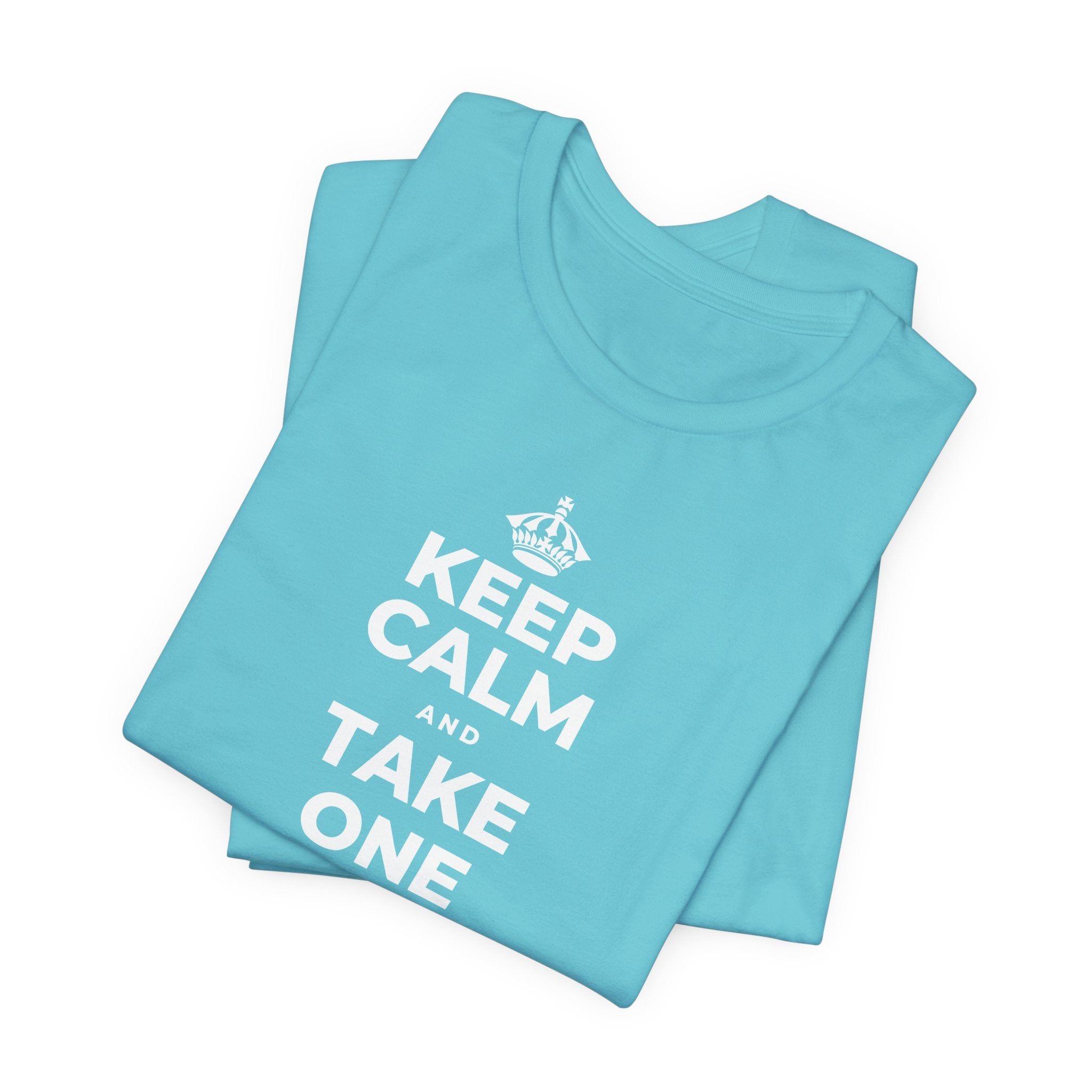 KEEP CALM AND TAKE ONE GOOD DAY AT A TIME T-Shirt (Soft Cream–Heather Mauve)
