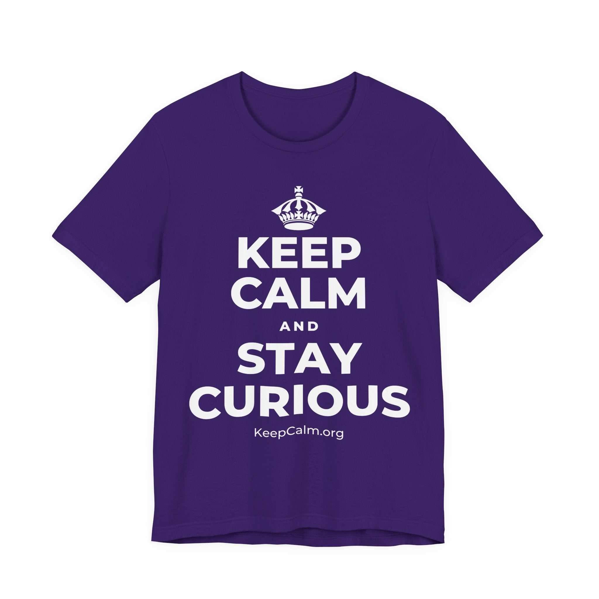 KEEP CALM AND STAY CURIOUS T-Shirt (Soft Cream–Heather Mauve)