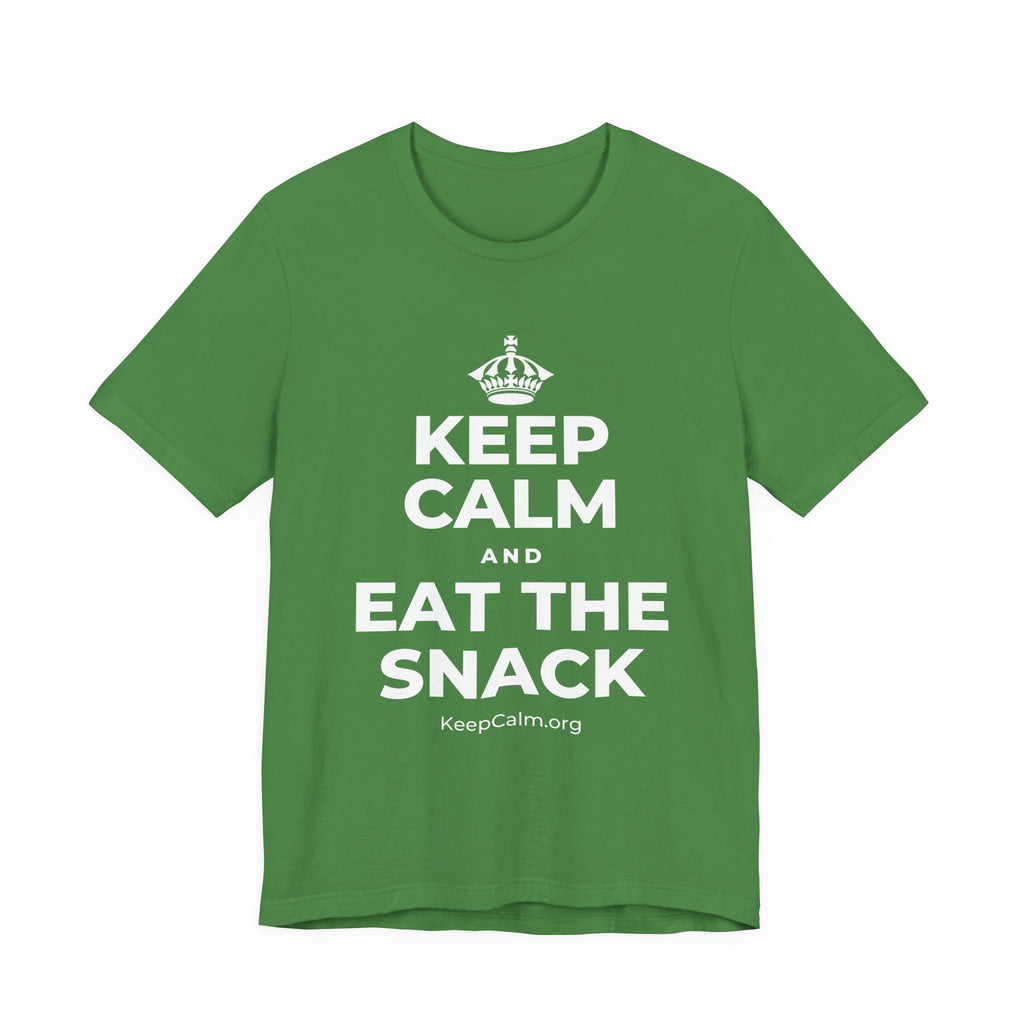 KEEP CALM AND EAT THE SNACK T-Shirt (Baby Blue–Silver)