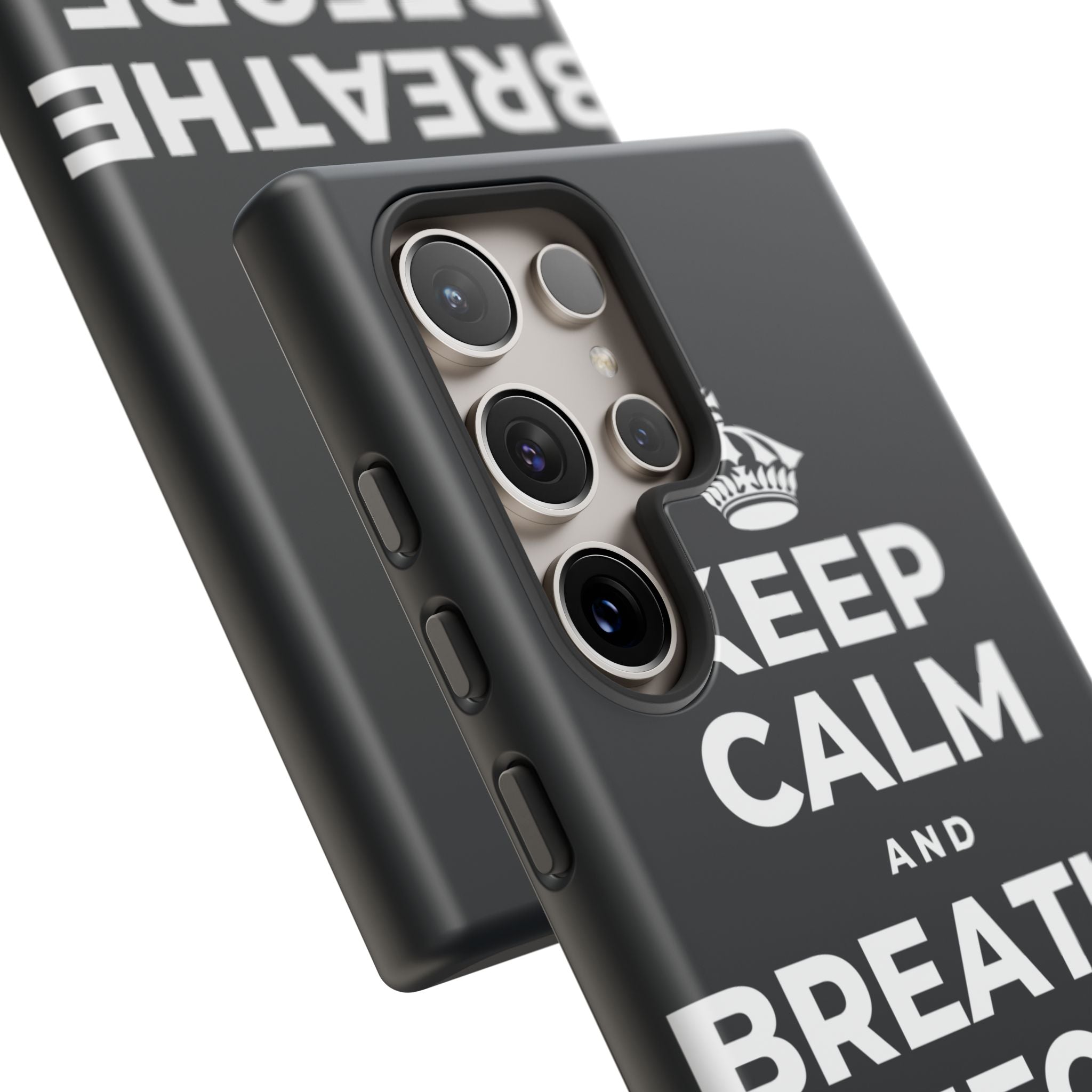 KEEP CALM AND BREATHE BEFORE YOU BEGIN Phone Case (Dark)