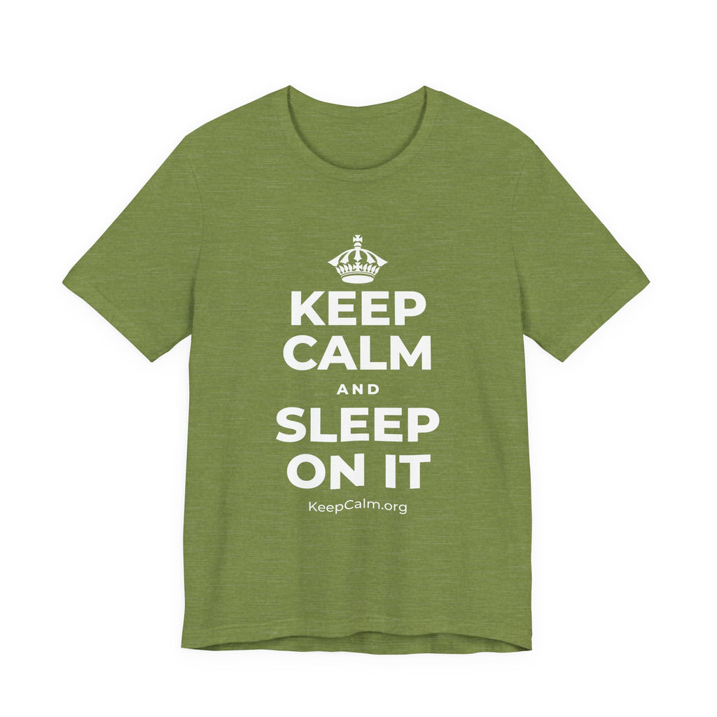 KEEP CALM AND SLEEP ON IT T-Shirt (Baby Blue–Silver)