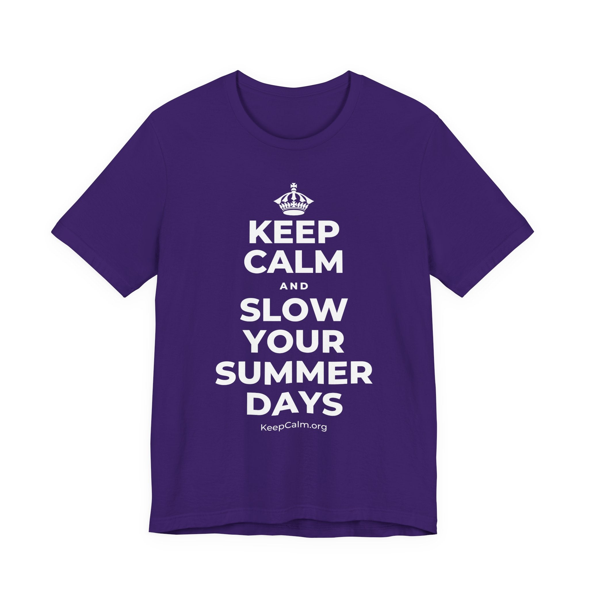 KEEP CALM AND SLOW YOUR SUMMER DAYS T-Shirt (Soft Cream–Heather Mauve)