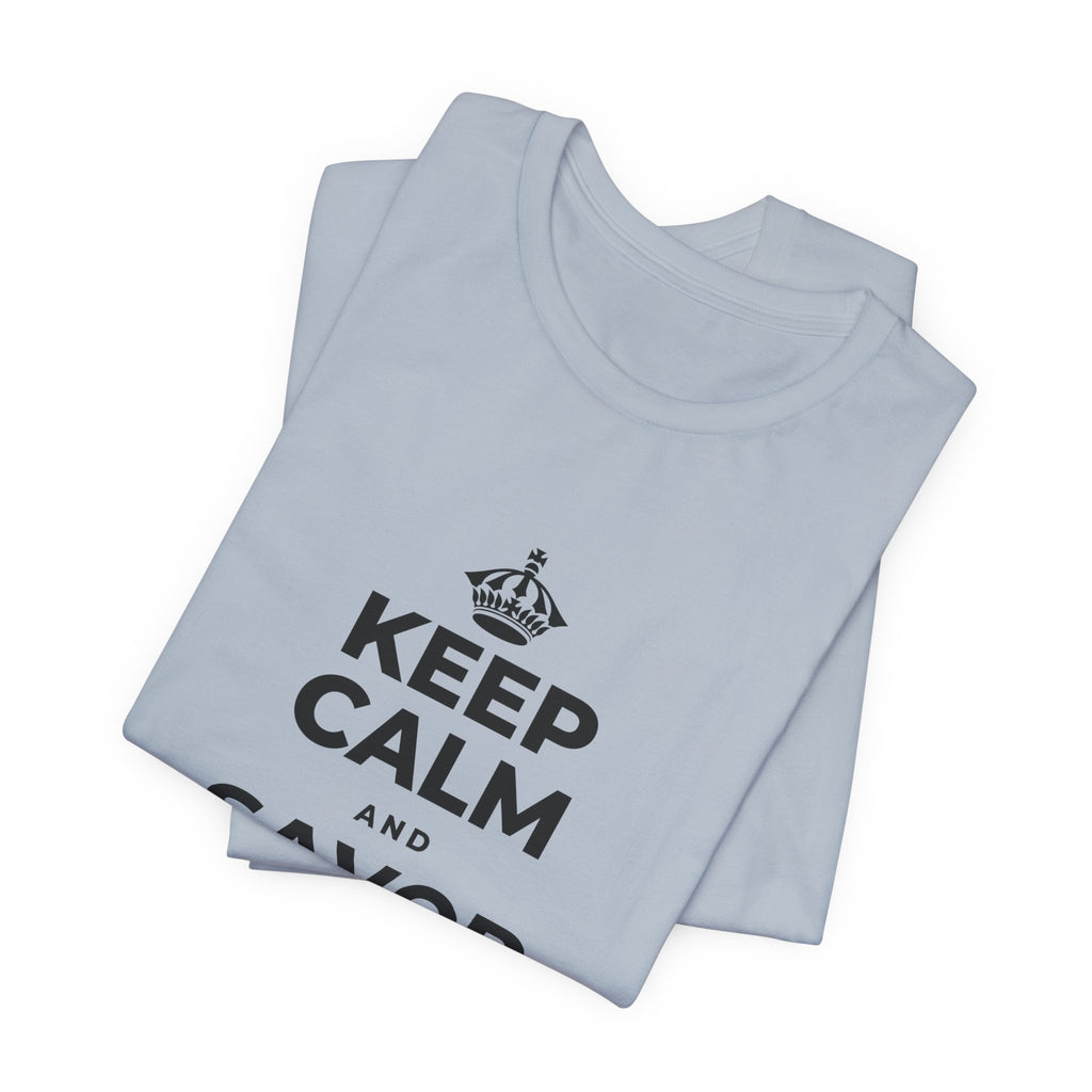 KEEP CALM AND SAVOR THE SMALL JOYS T-Shirt (White–Asphalt)