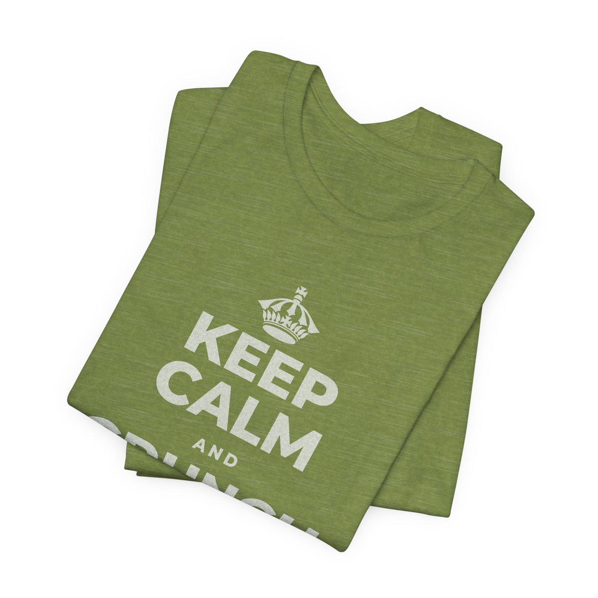 KEEP CALM AND CRUNCH THE LEAVES T-Shirt (Baby Blue–Silver)