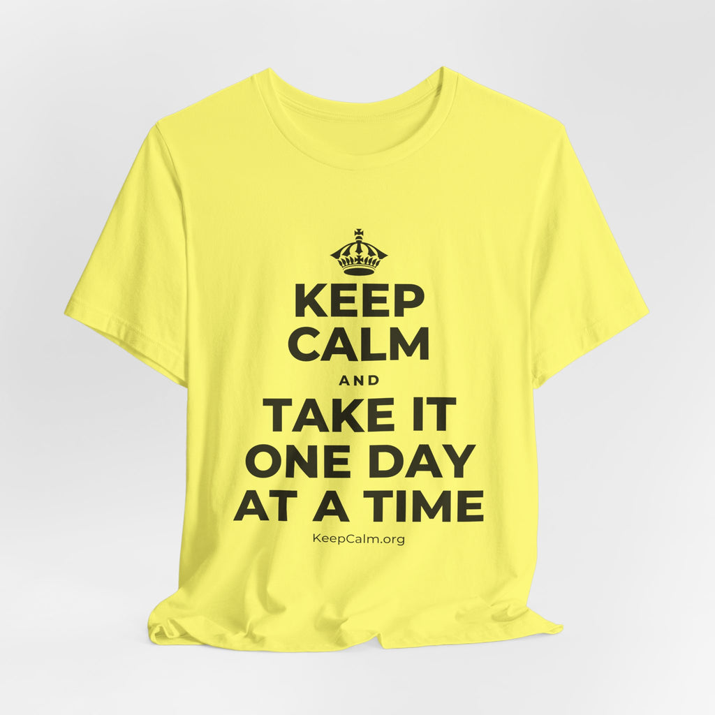 KEEP CALM AND TAKE IT ONE DAY AT A TIME T-Shirt (Soft Cream–Heather Mauve)