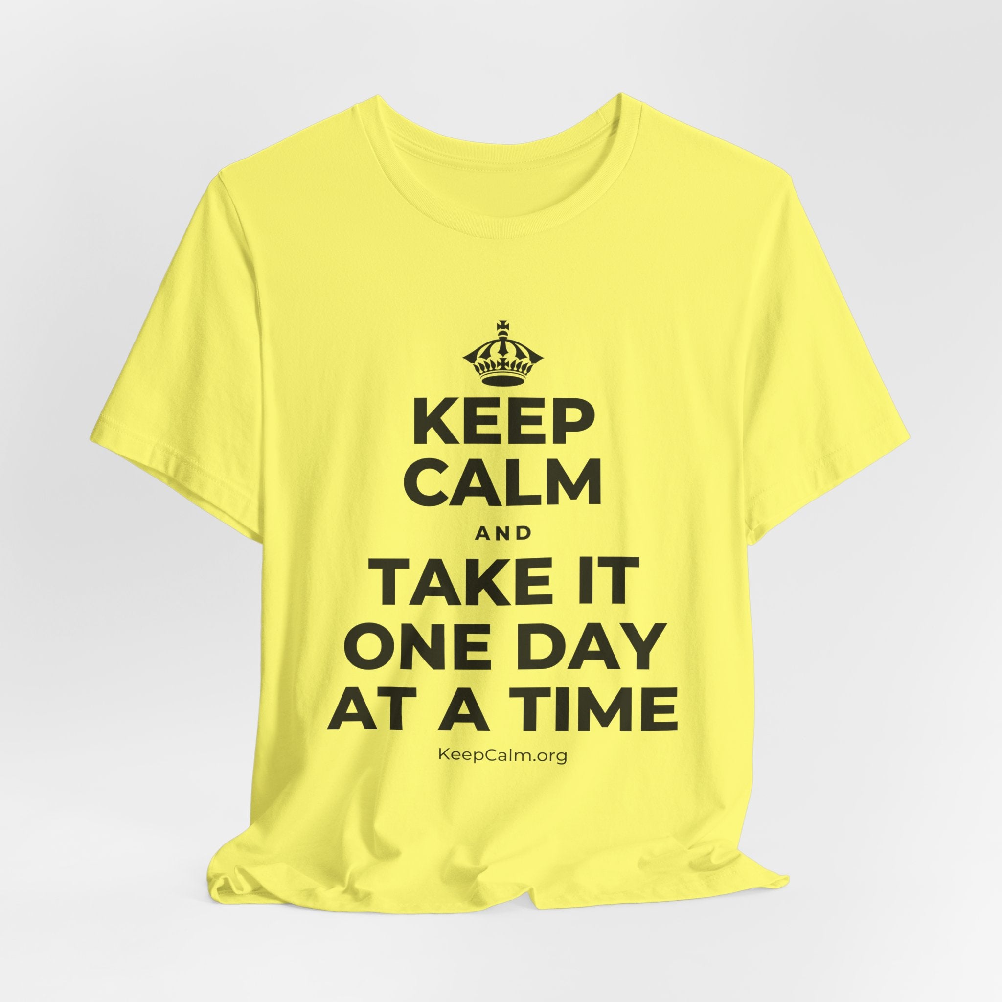 KEEP CALM AND TAKE IT ONE DAY AT A TIME T-Shirt (Soft Cream–Heather Mauve)