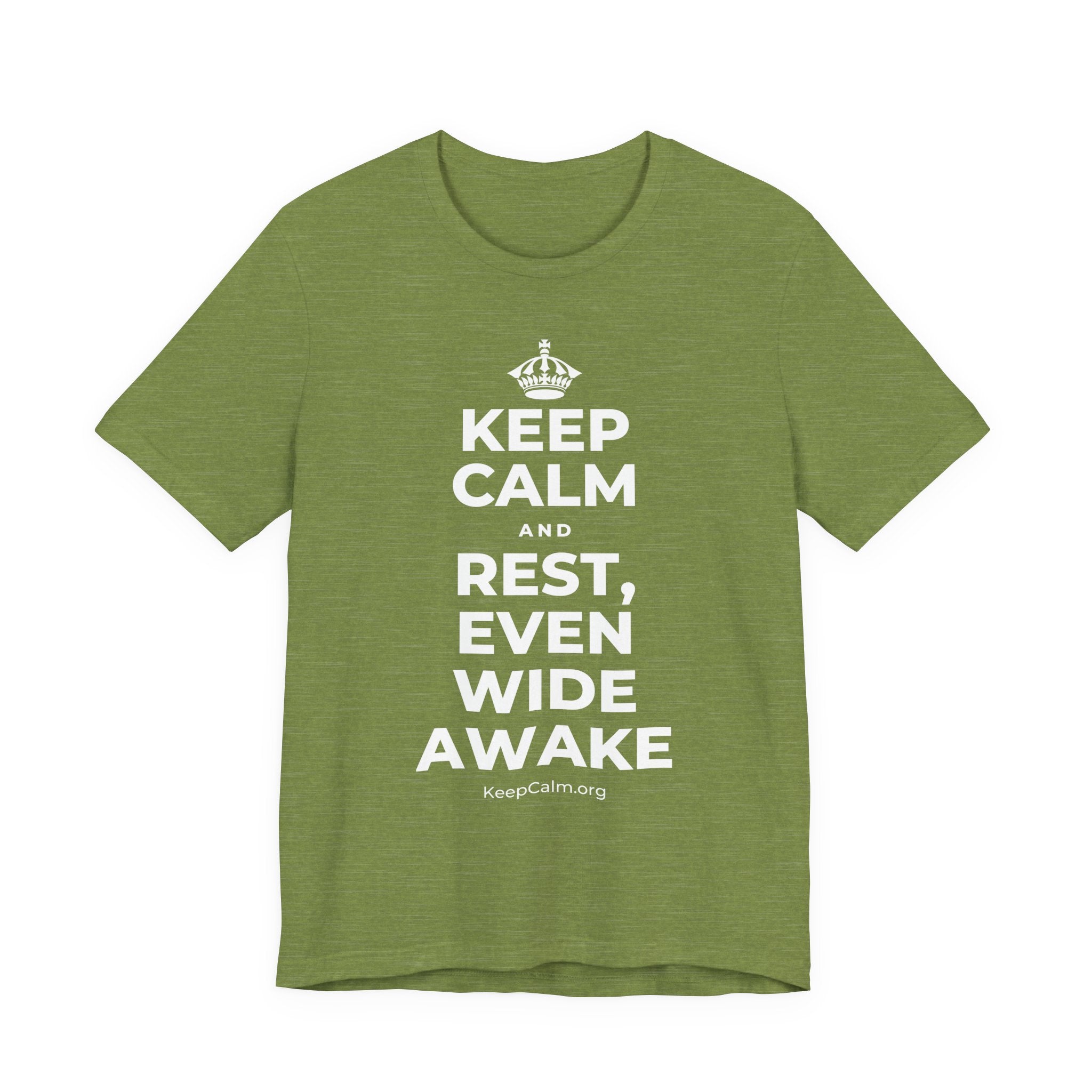 KEEP CALM AND REST, EVEN WIDE AWAKE T-Shirt (Baby Blue–Silver)