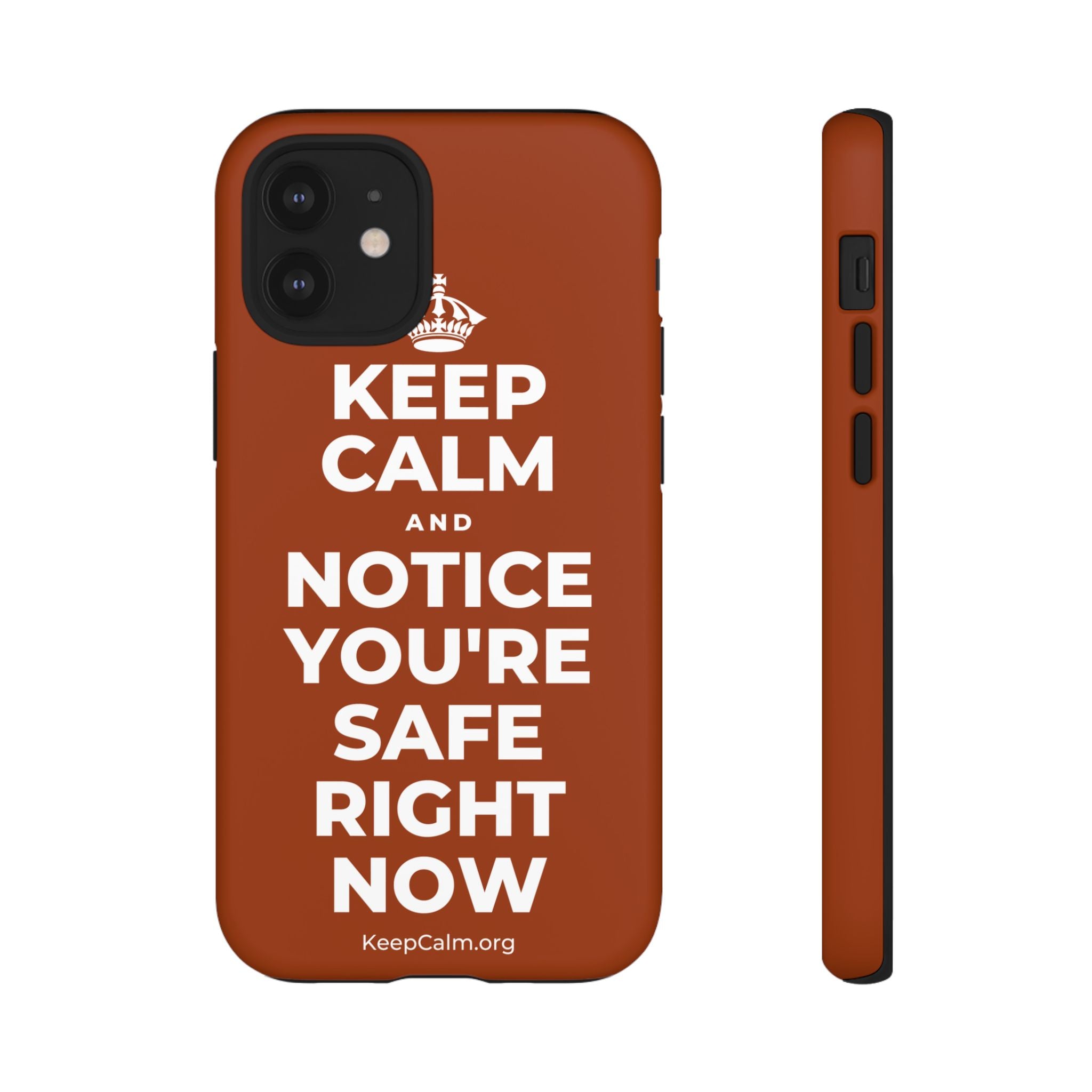 KEEP CALM AND NOTICE YOU'RE SAFE RIGHT NOW Phone Case