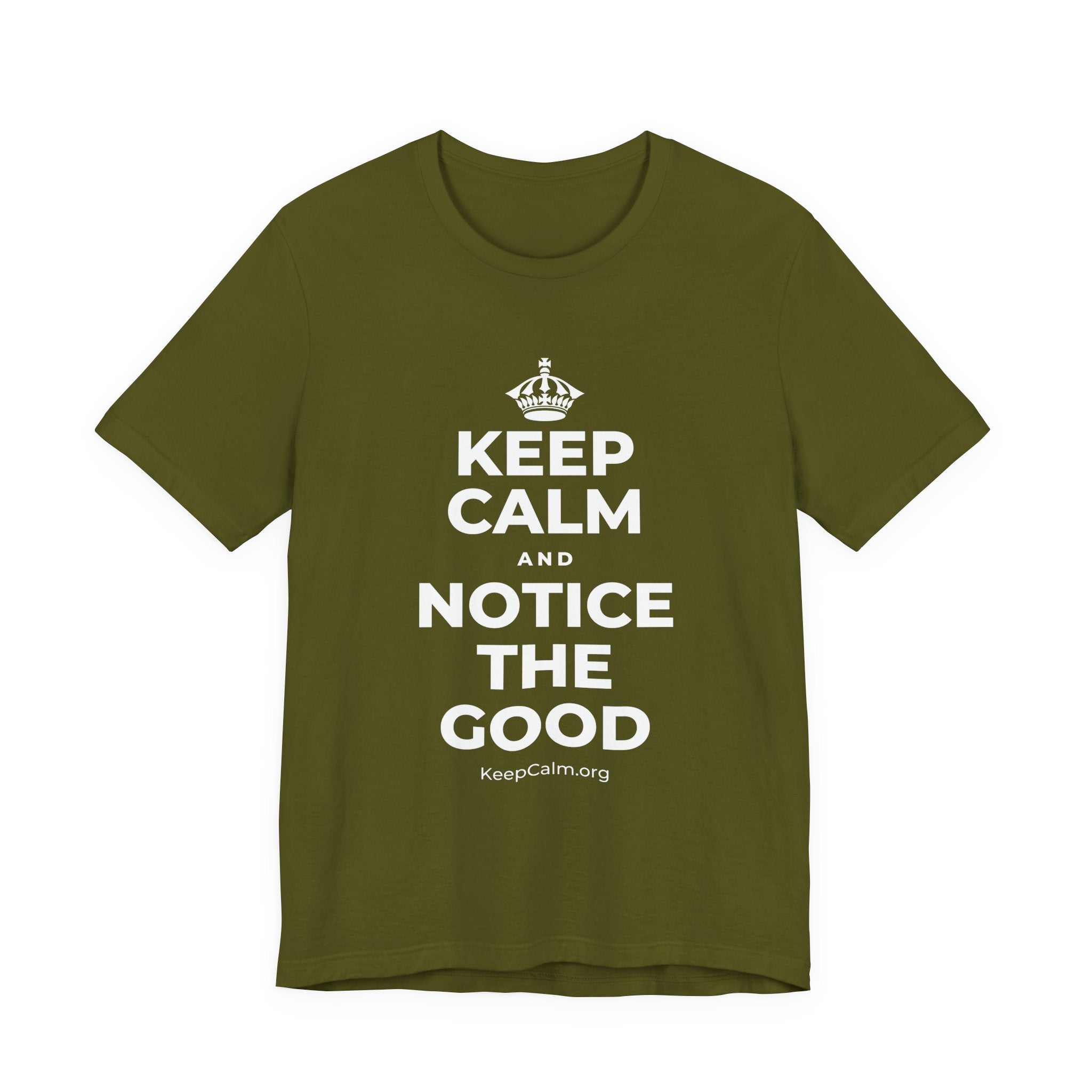 KEEP CALM AND NOTICE THE GOOD T-Shirt (Baby Blue–Silver)