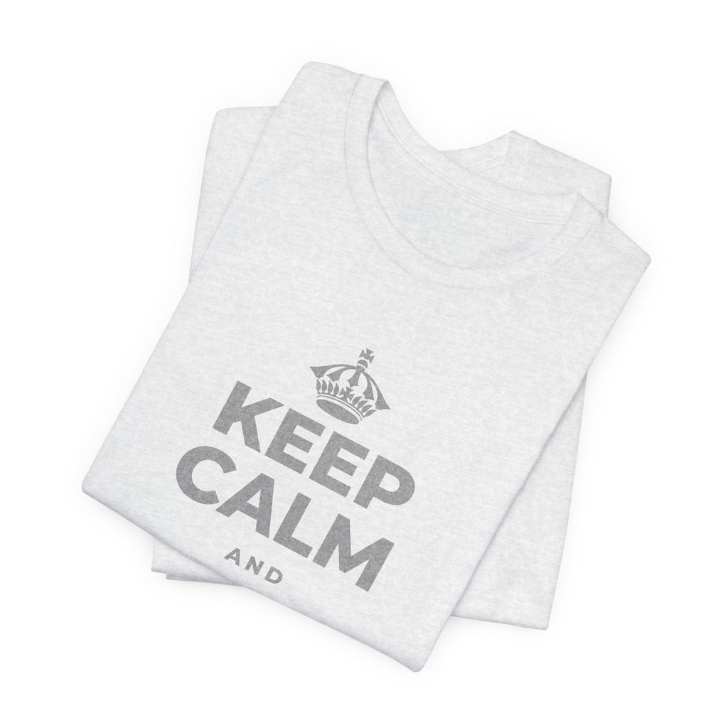 KEEP CALM AND MAKE THE CALL T-Shirt (Soft Cream–Heather Mauve)