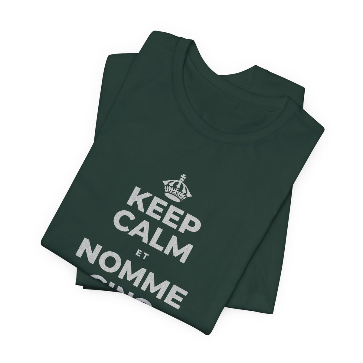 KEEP CALM ET NOMME CINQ CHOSES QUE TU VOIS T-Shirt (White–Asphalt)