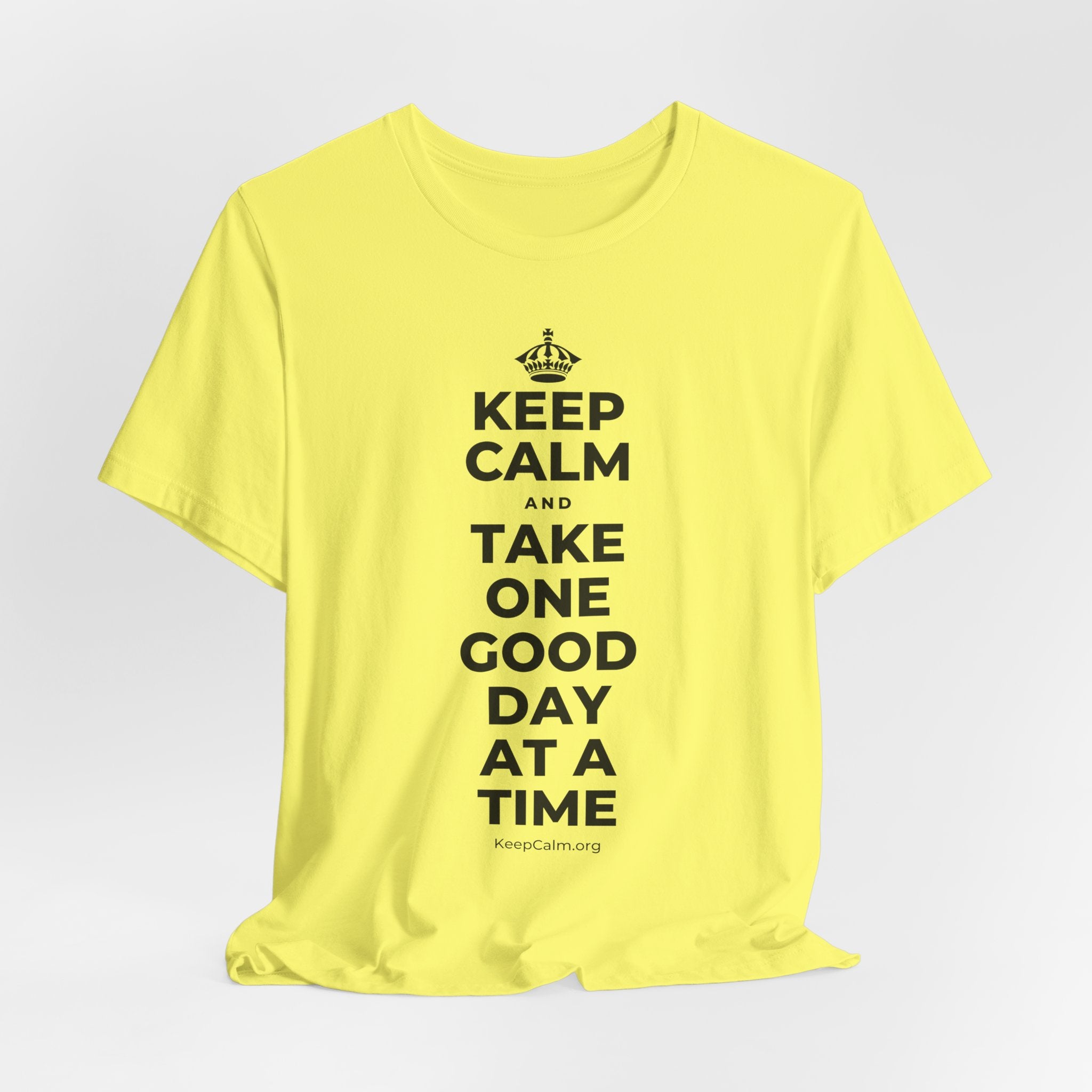 KEEP CALM AND TAKE ONE GOOD DAY AT A TIME T-Shirt (Soft Cream–Heather Mauve)