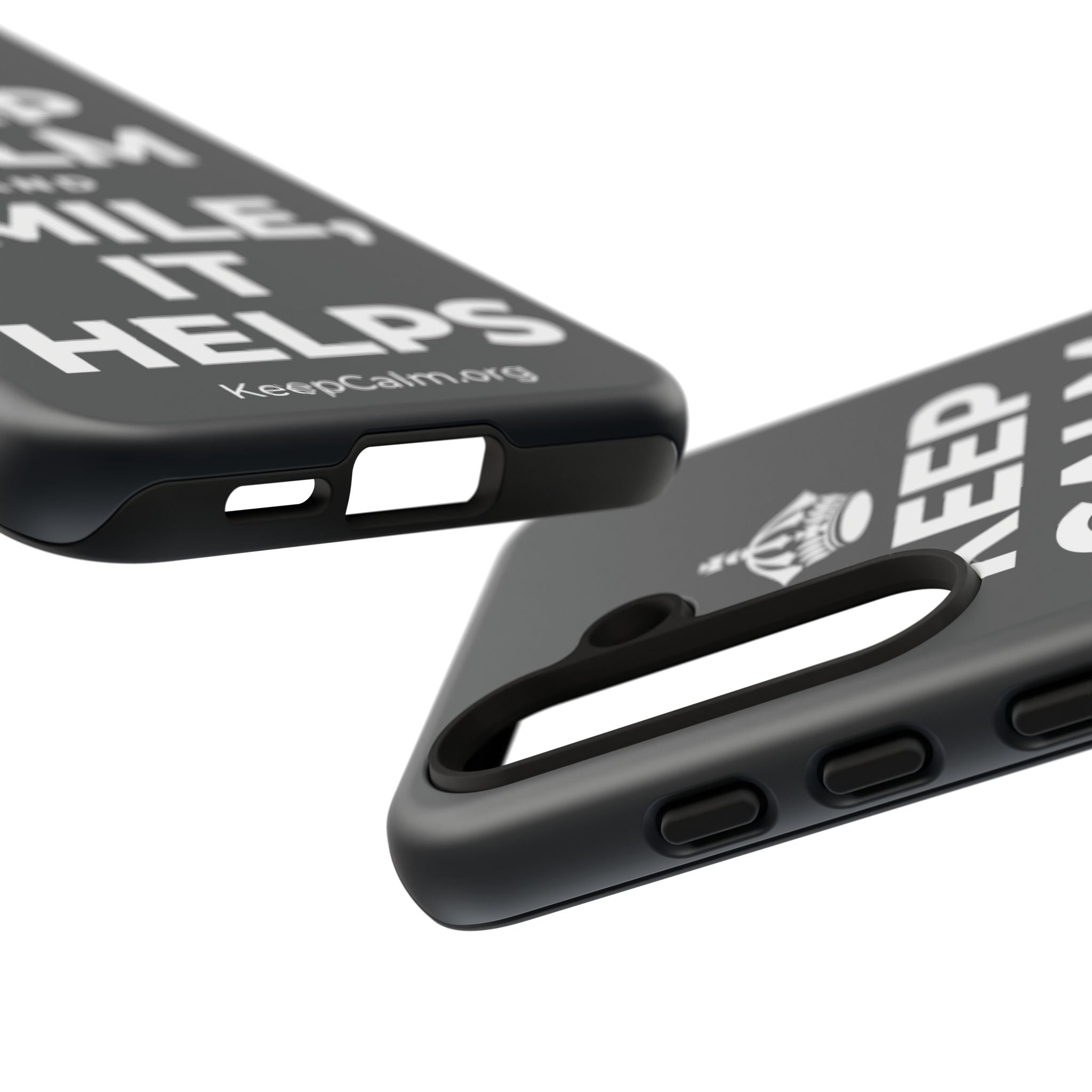KEEP CALM AND SMILE, IT HELPS Phone Case (Dark)