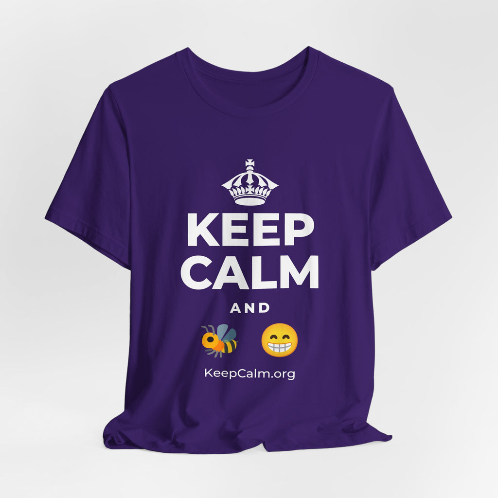 KEEP CALM AND BEE HAPPY T-Shirt (Soft Cream–Heather Mauve)