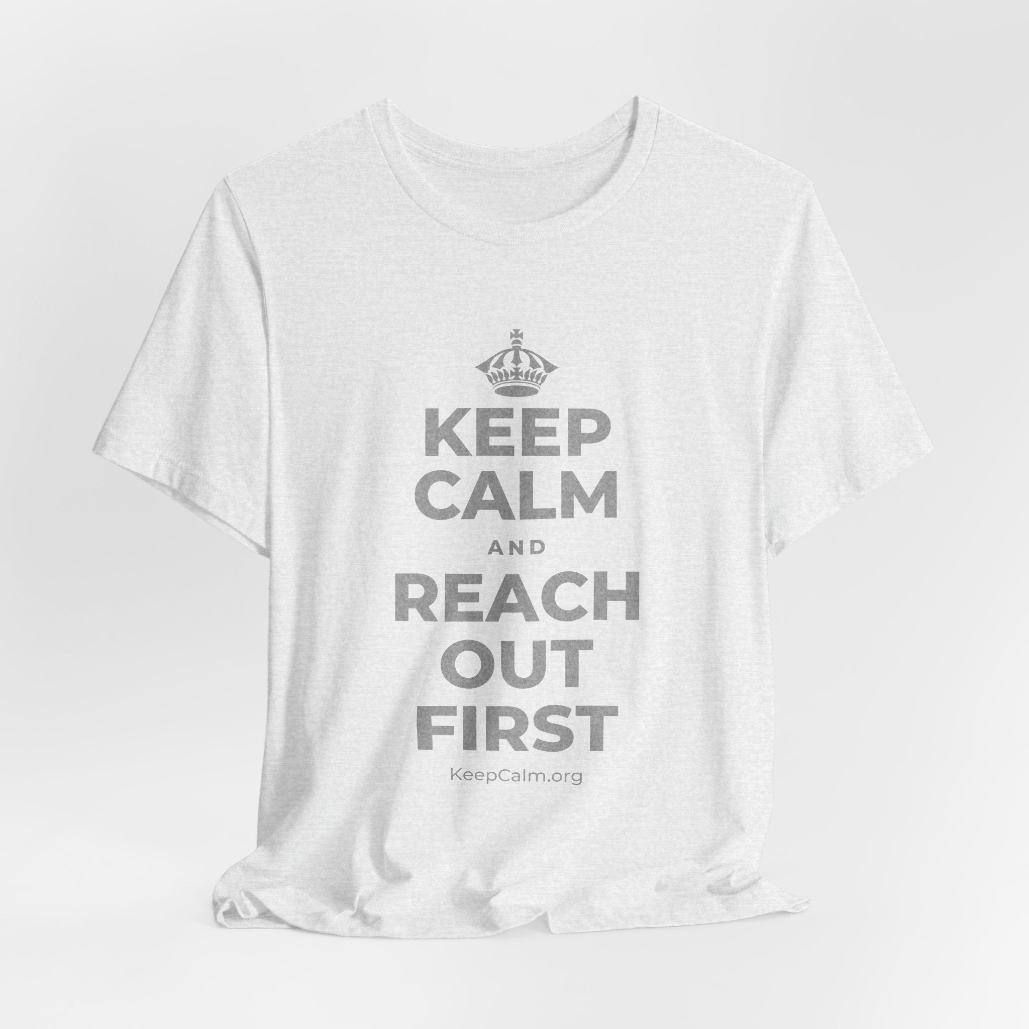 KEEP CALM AND REACH OUT FIRST T-Shirt (Soft Cream–Heather Mauve)