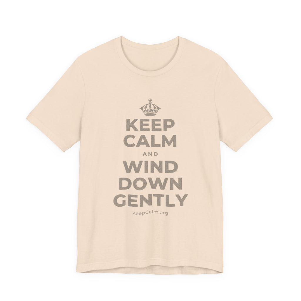 KEEP CALM AND WIND DOWN GENTLY T-Shirt (Soft Cream–Heather Mauve)