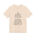 KEEP CALM AND WIND DOWN GENTLY T-Shirt (Soft Cream–Heather Mauve)