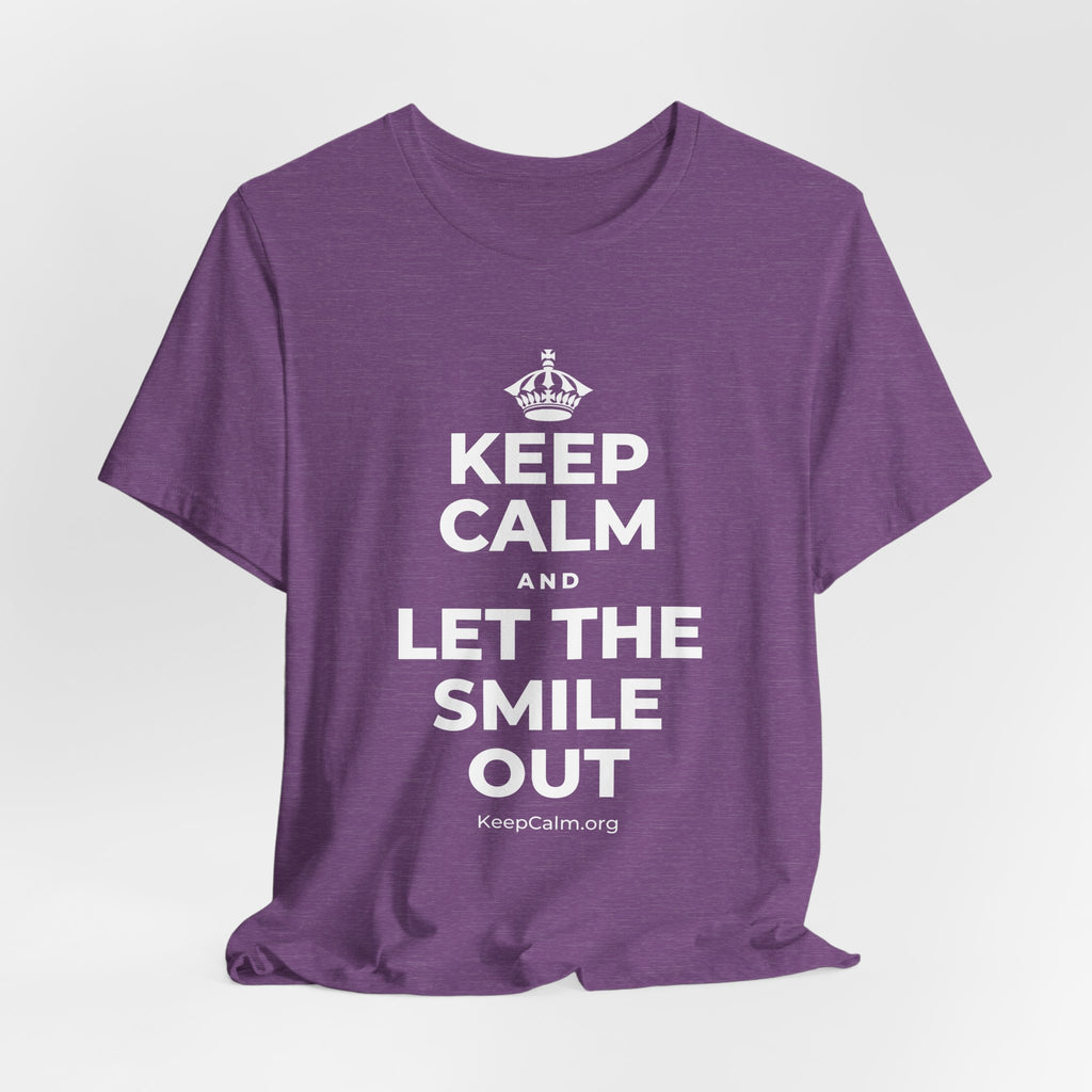 KEEP CALM AND LET THE SMILE OUT T-Shirt (Baby Blue–Silver)