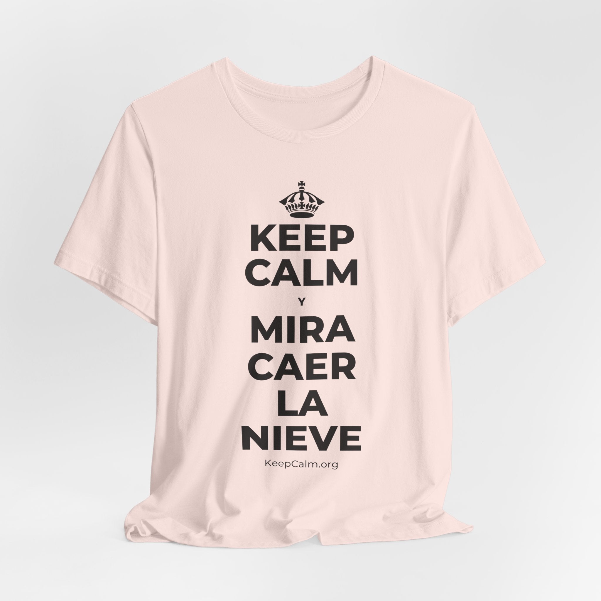KEEP CALM Y MIRA CAER LA NIEVE T-Shirt (Soft Cream–Heather Mauve)