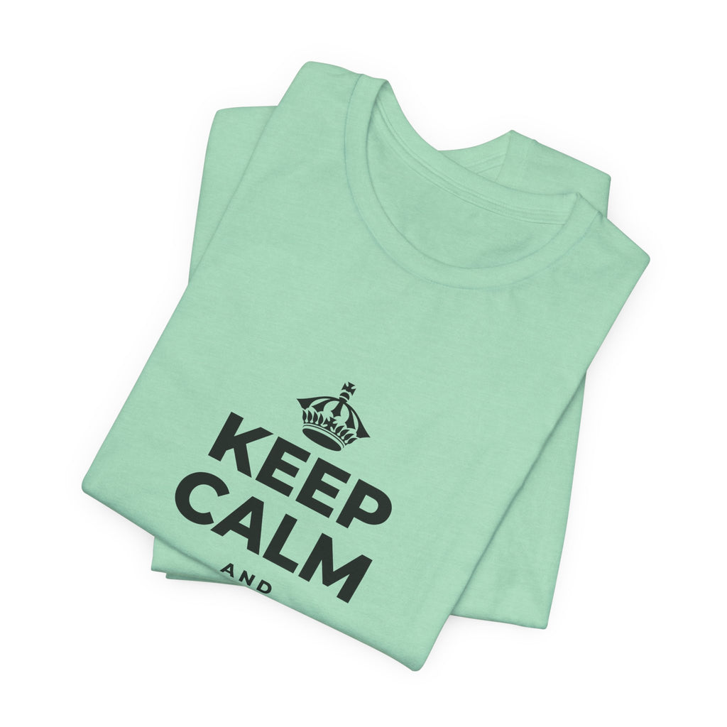 KEEP CALM AND TREAT YOURSELF T-Shirt (Baby Blue–Silver)