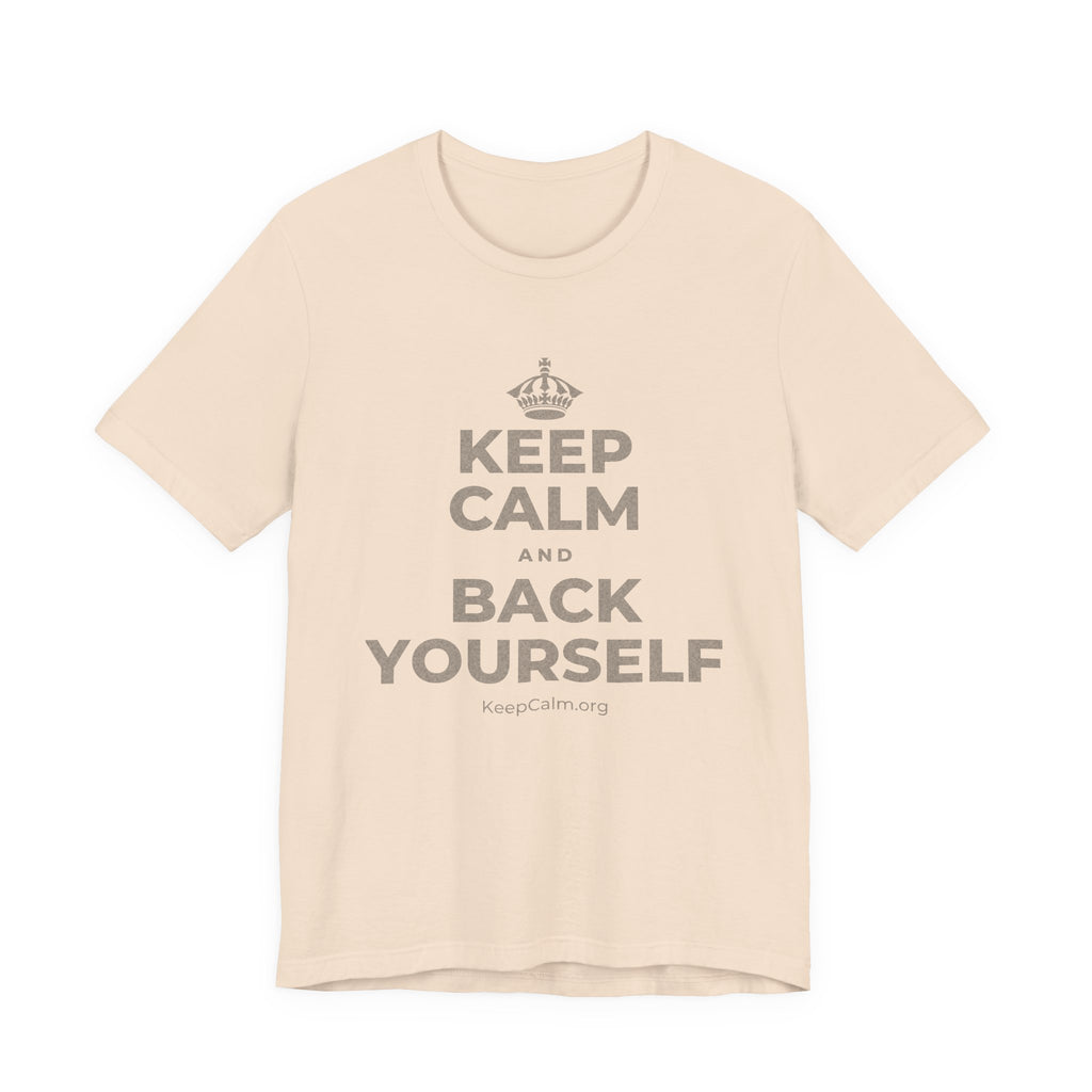 KEEP CALM AND BACK YOURSELF T-Shirt (Soft Cream–Heather Mauve)