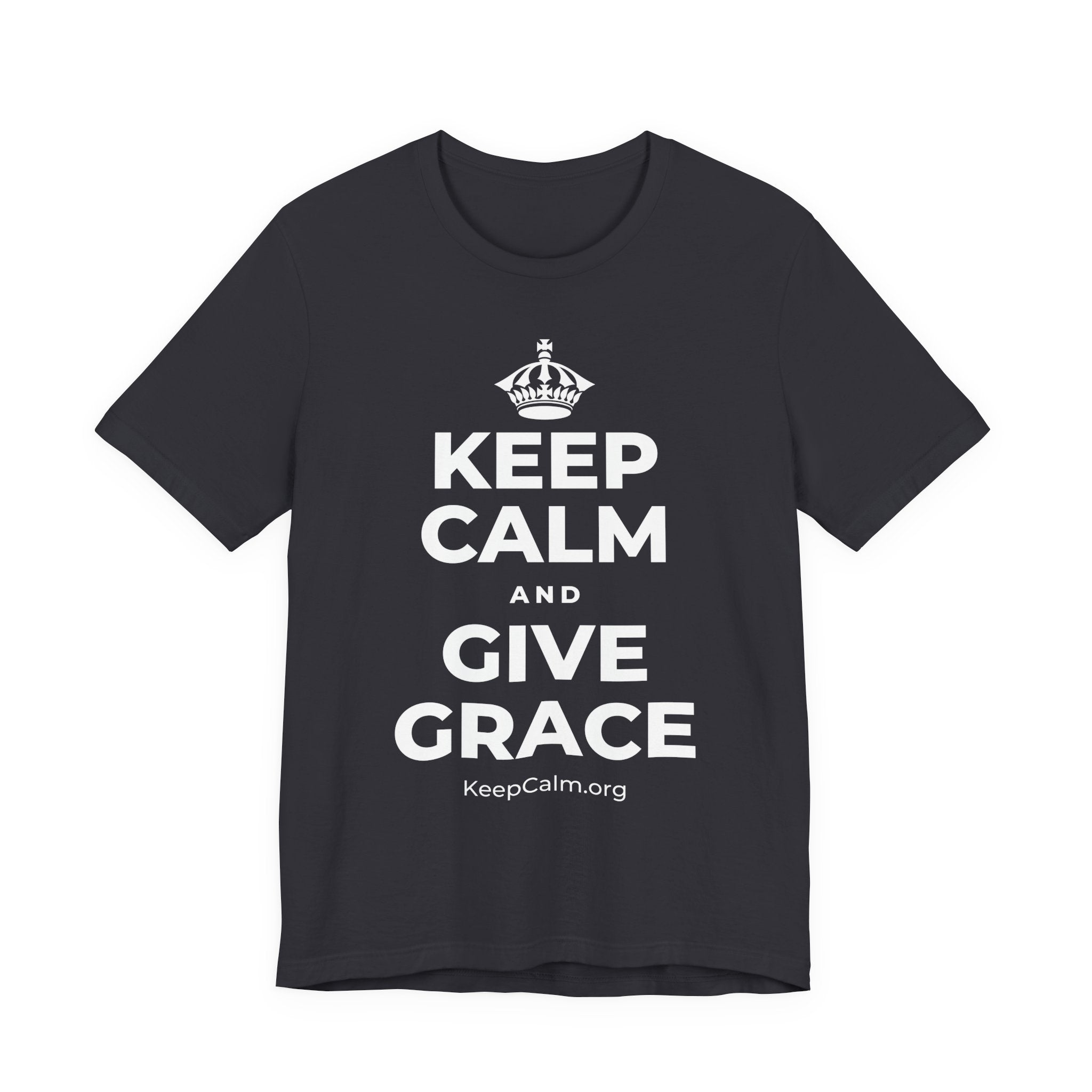 KEEP CALM AND GIVE GRACE T-Shirt (Baby Blue–Silver)