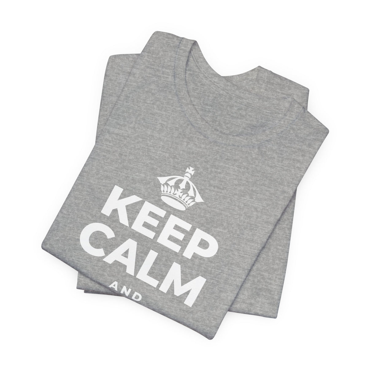 KEEP CALM AND வார இறுதிக்குள் மெதுவாக இறங்குங்கள் T-Shirt (White–Asphalt)