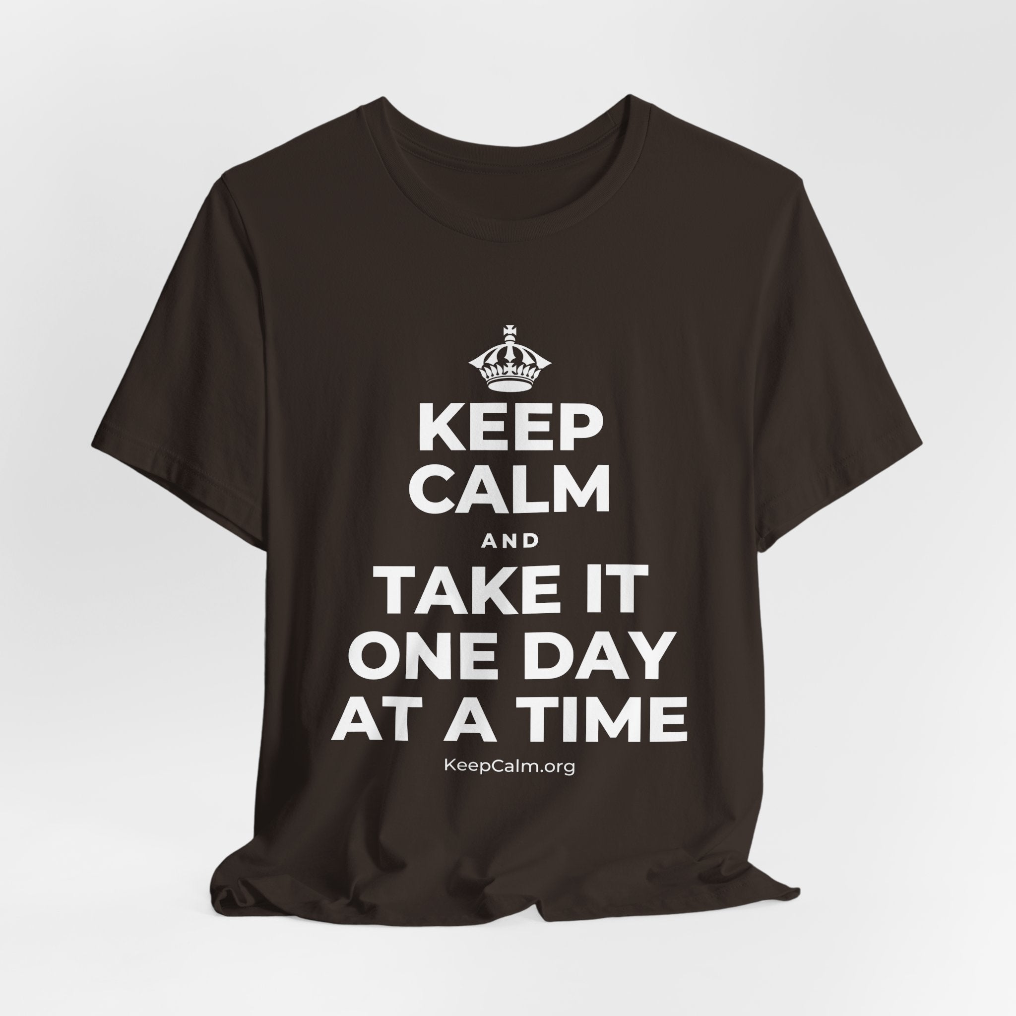 KEEP CALM AND TAKE IT ONE DAY AT A TIME T-Shirt (Soft Cream–Heather Mauve)