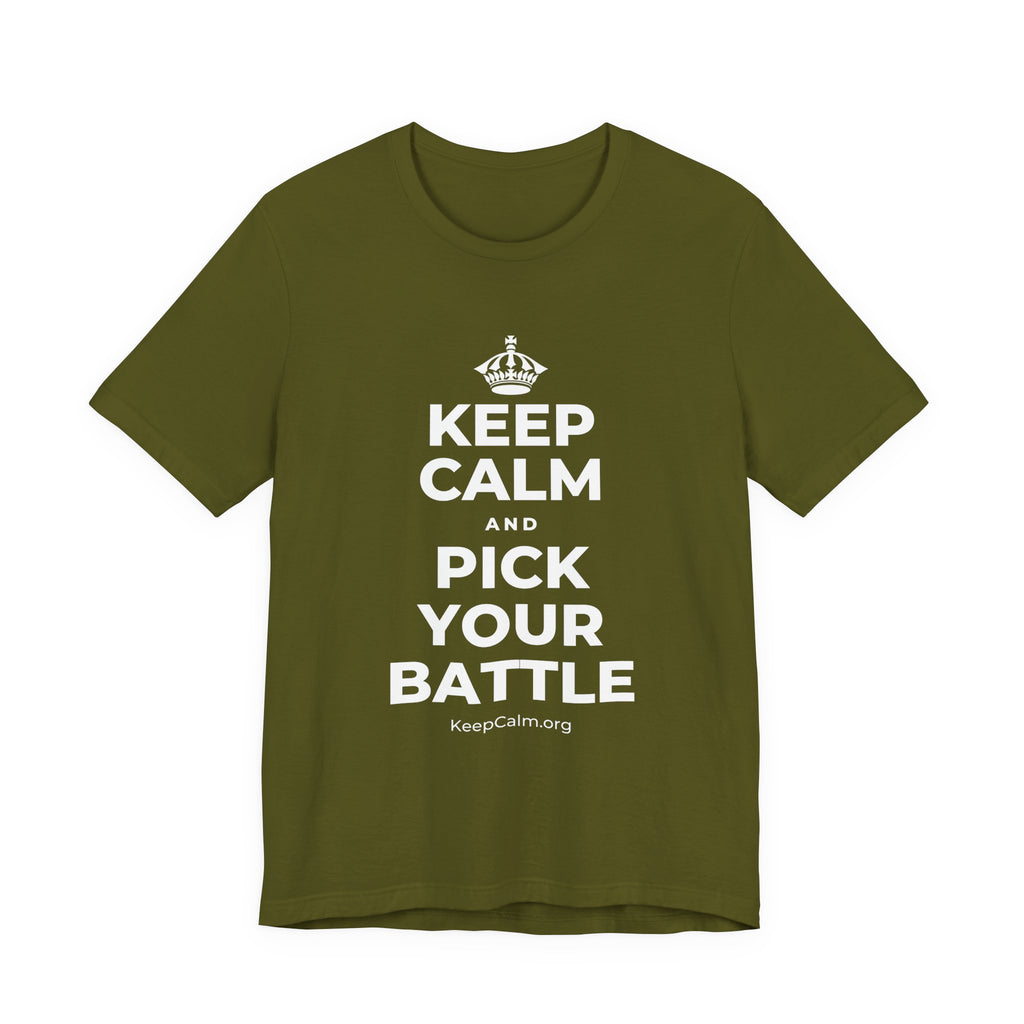 KEEP CALM AND PICK YOUR BATTLE T-Shirt (Baby Blue–Silver)