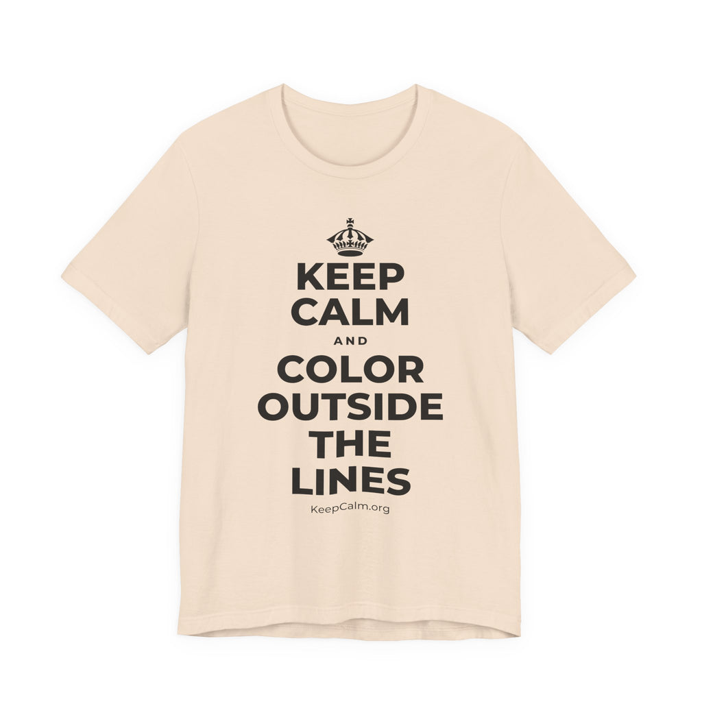 KEEP CALM AND COLOR OUTSIDE THE LINES T-Shirt (Soft Cream–Heather Mauve)