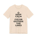 KEEP CALM AND COLOR OUTSIDE THE LINES T-Shirt (Soft Cream–Heather Mauve)