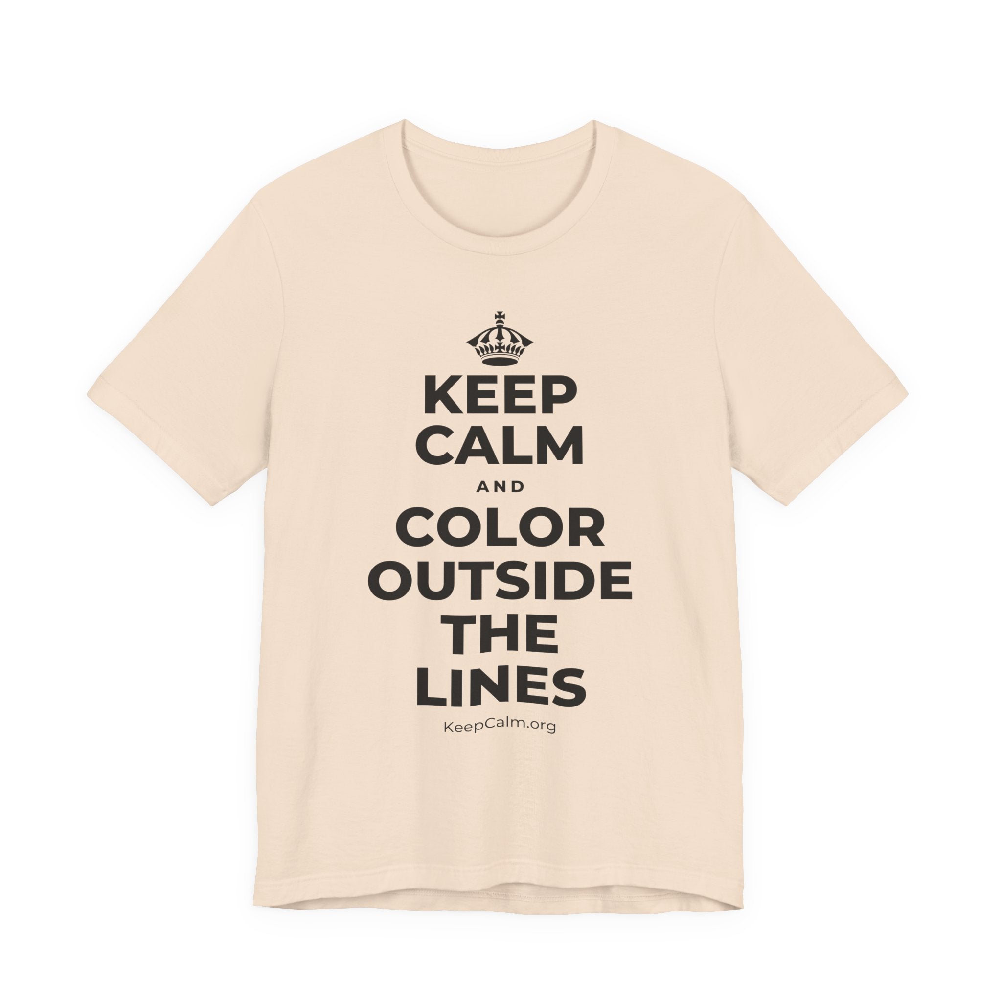 KEEP CALM AND COLOR OUTSIDE THE LINES T-Shirt (Soft Cream–Heather Mauve)
