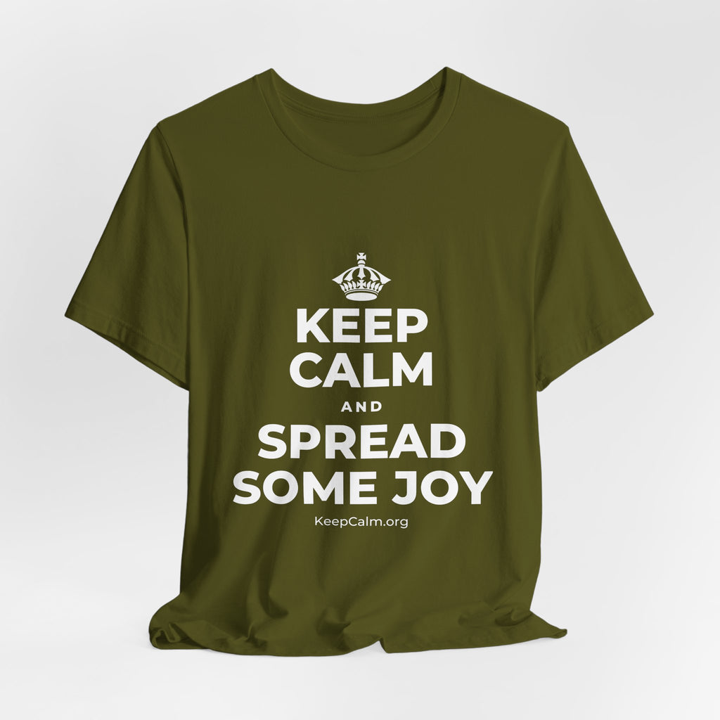 KEEP CALM AND SPREAD SOME JOY T-Shirt (Baby Blue–Silver)
