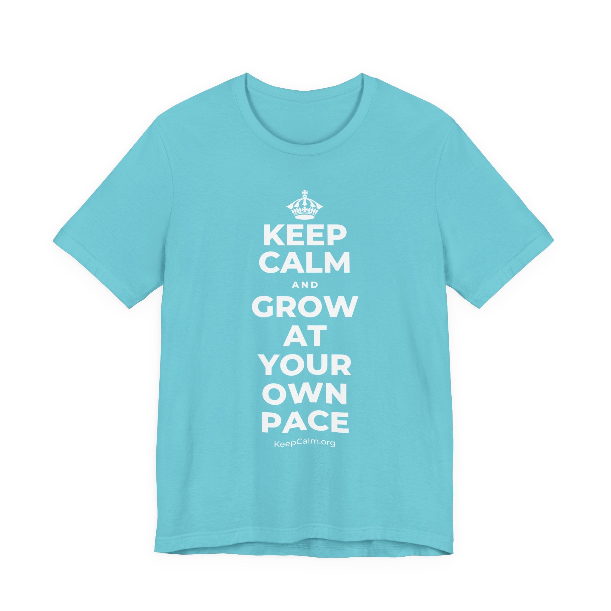 KEEP CALM AND GROW AT YOUR OWN PACE T-Shirt (Soft Cream–Heather Mauve)