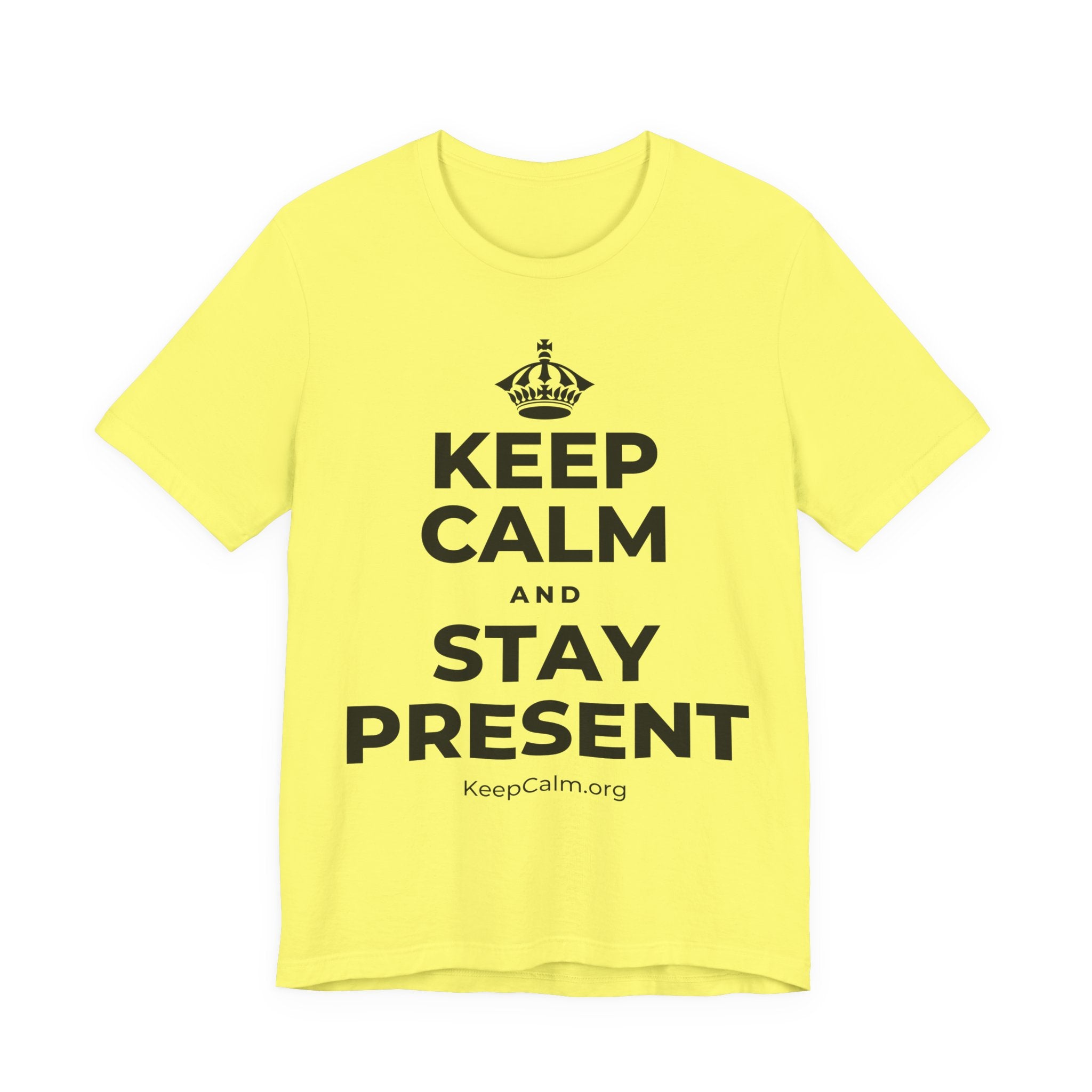 KEEP CALM AND STAY PRESENT T-Shirt (Soft Cream–Heather Mauve)