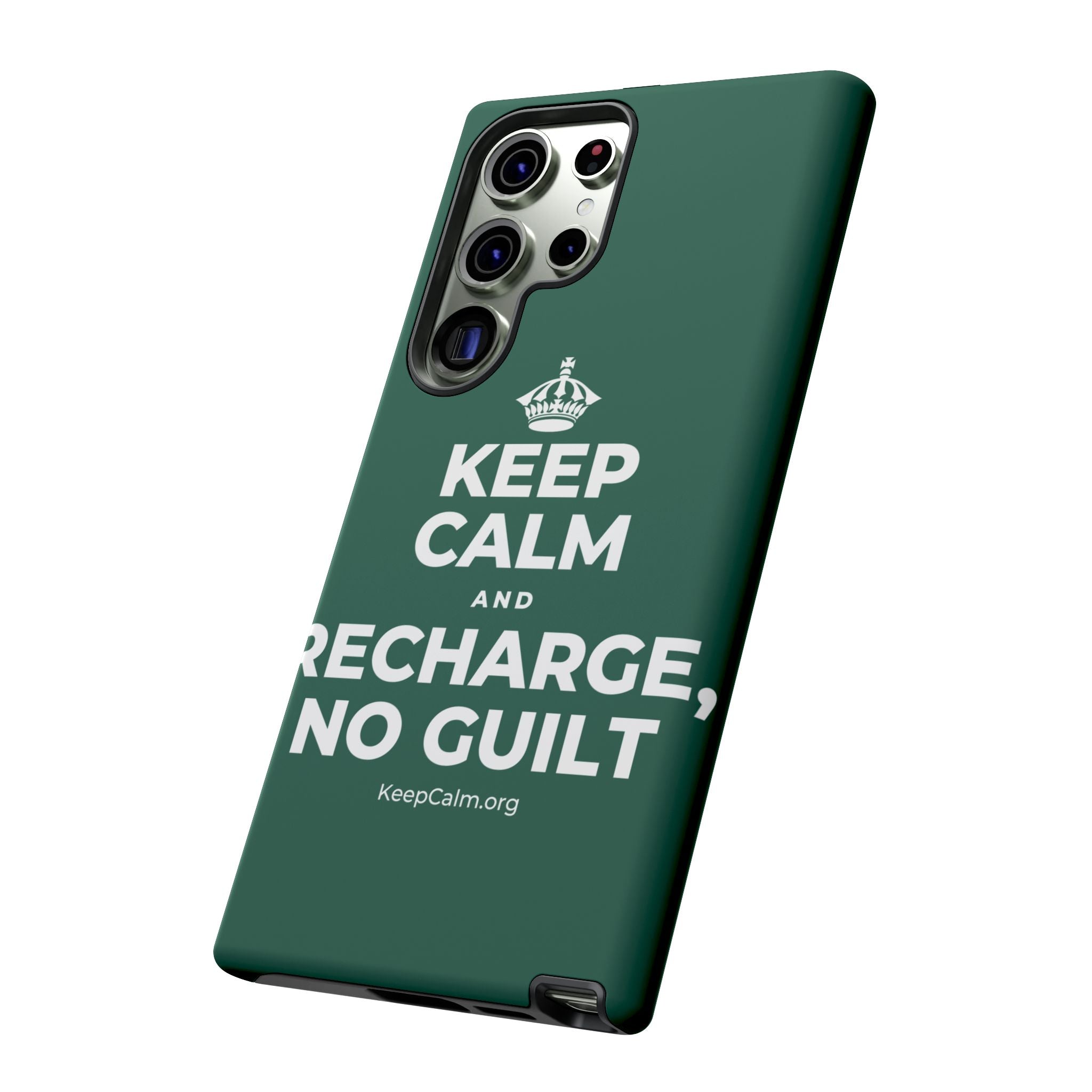 KEEP CALM AND RECHARGE, NO GUILT Phone Case