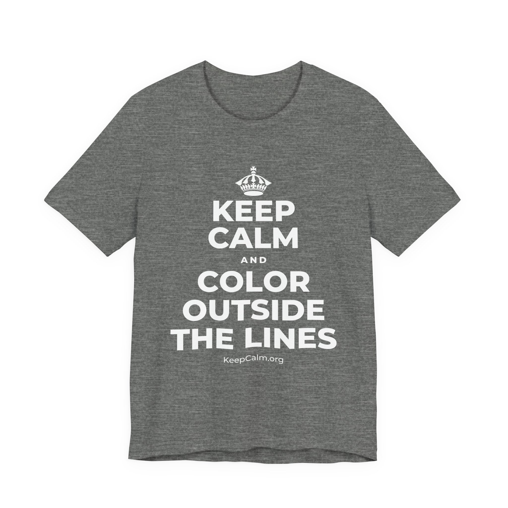 KEEP CALM AND COLOR OUTSIDE THE LINES T-Shirt (Baby Blue–Silver)